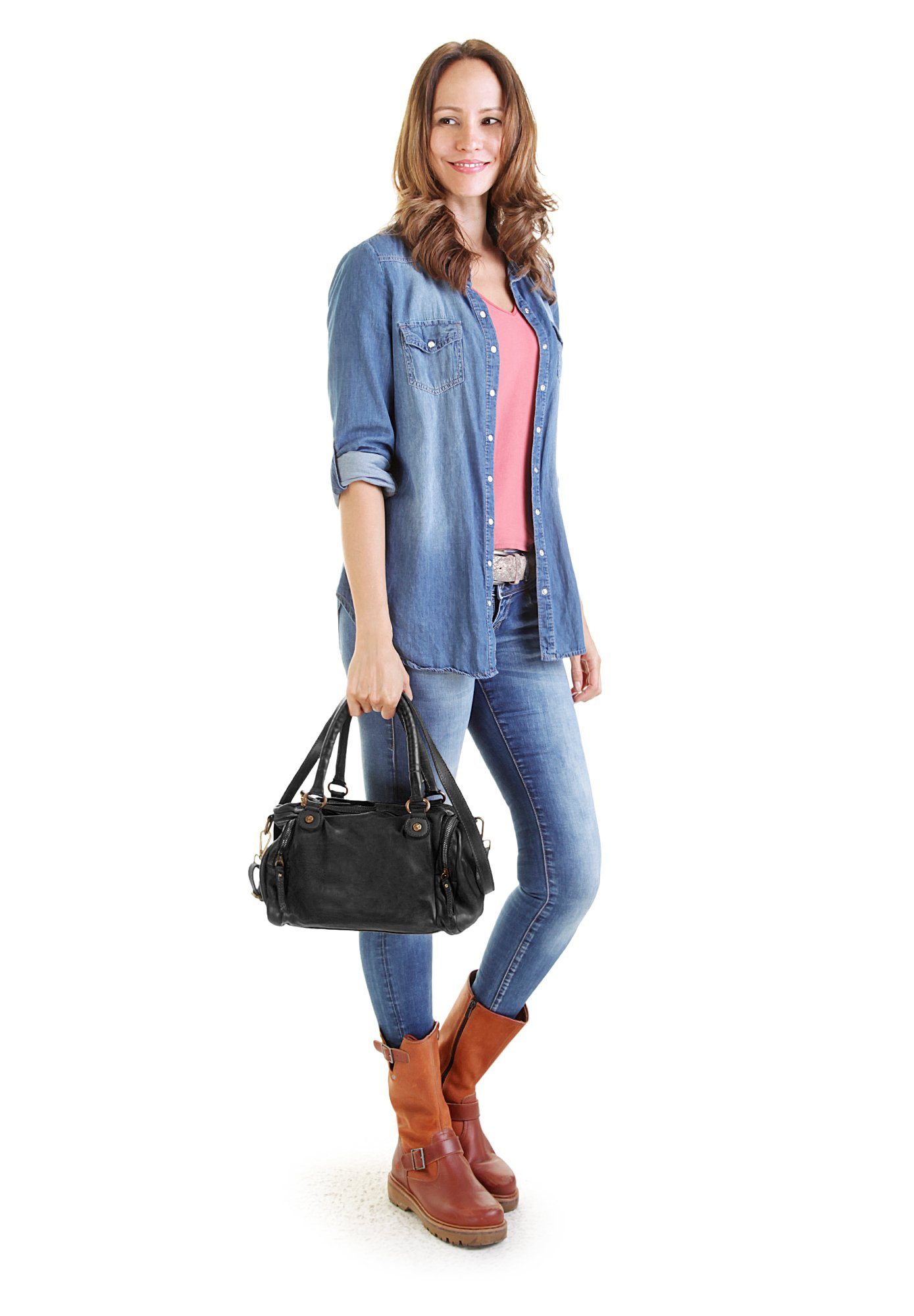 X-Zone Tas echt leer, made in italy