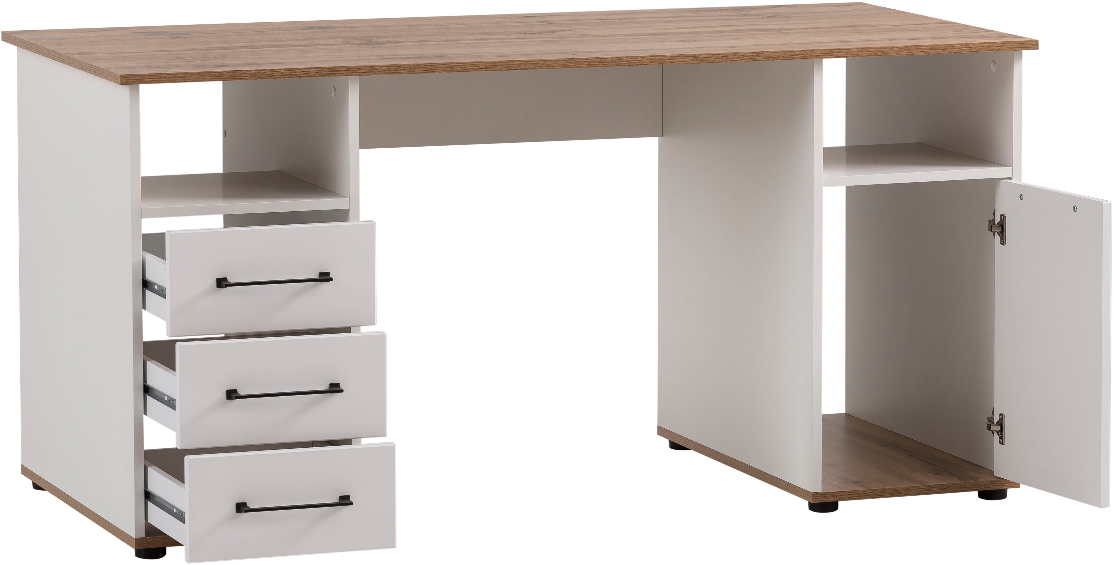 Schildmeyer Bureau Jelda in landhuis-look, houtdecor met voelbare structuur, breedte 150 cm