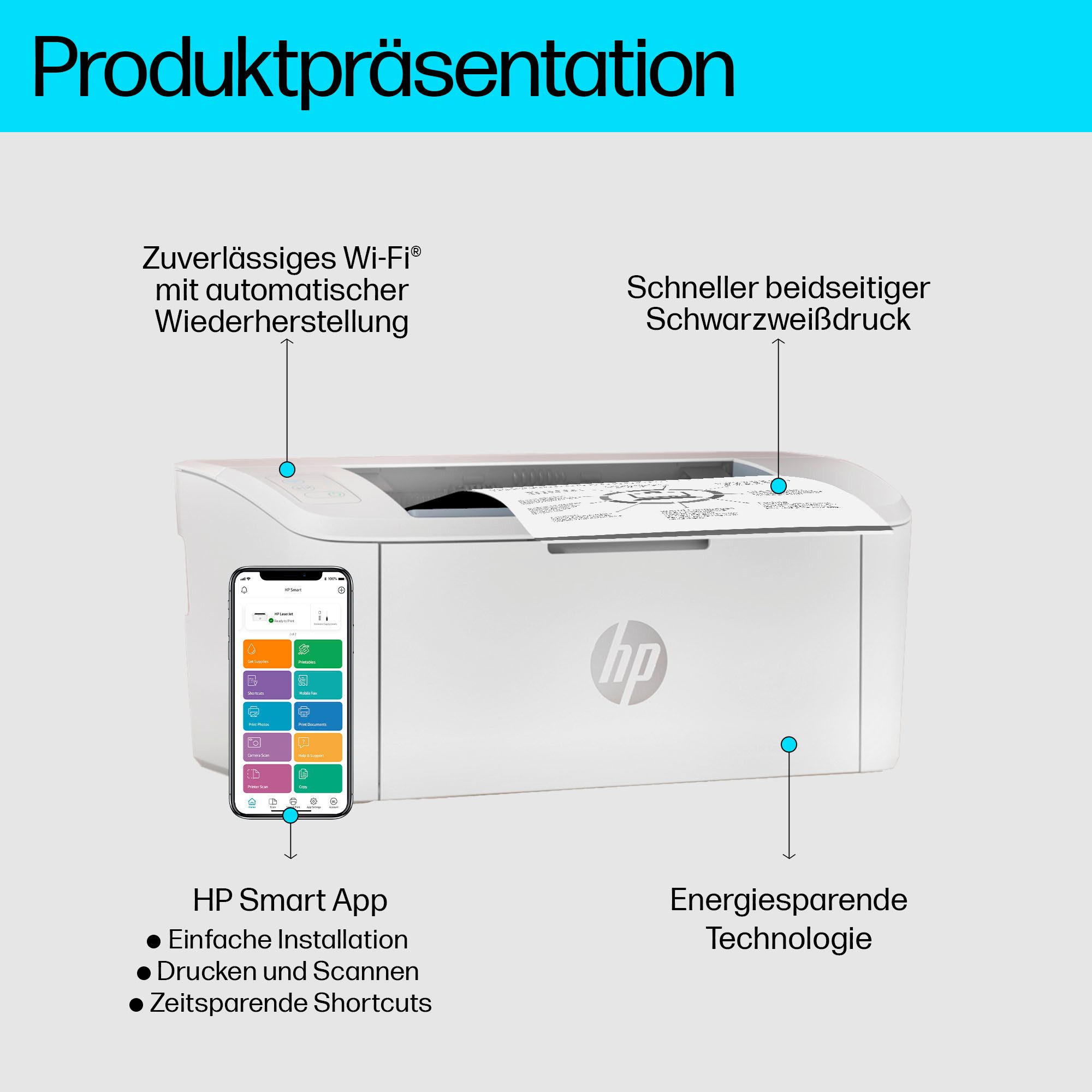 HP Zwart/wit laserprinter LaserJet M110w inclusief 2 maanden gratis printen met hp instant ink