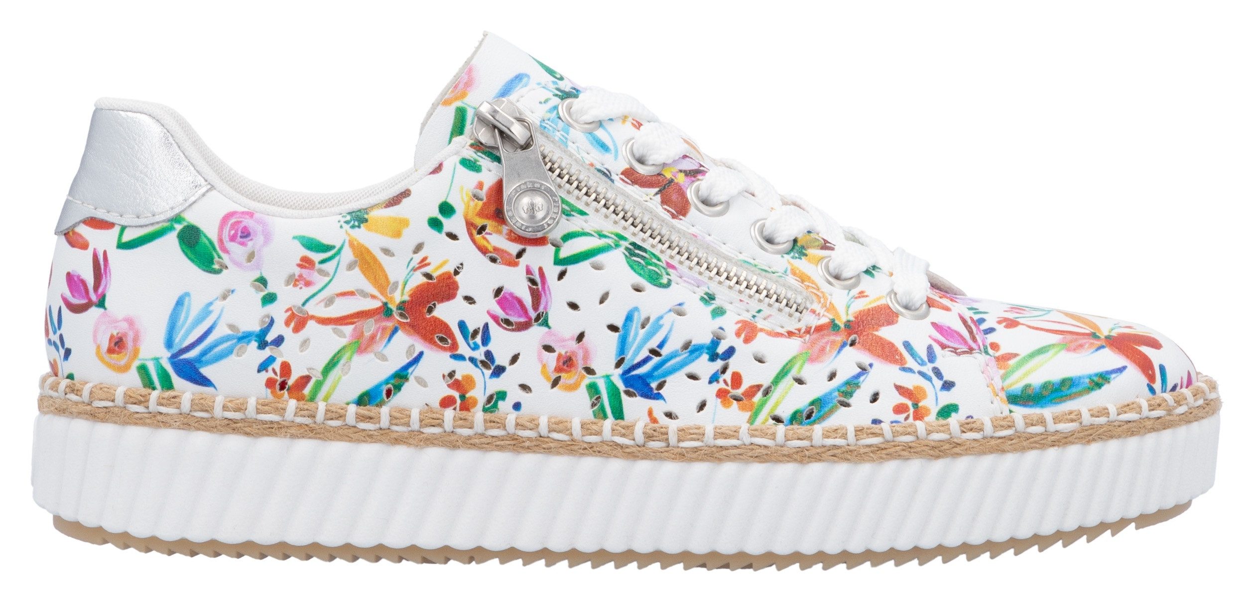 Rieker Plateausneakers , veterschoen, halfschoen, sneaker met zijrits