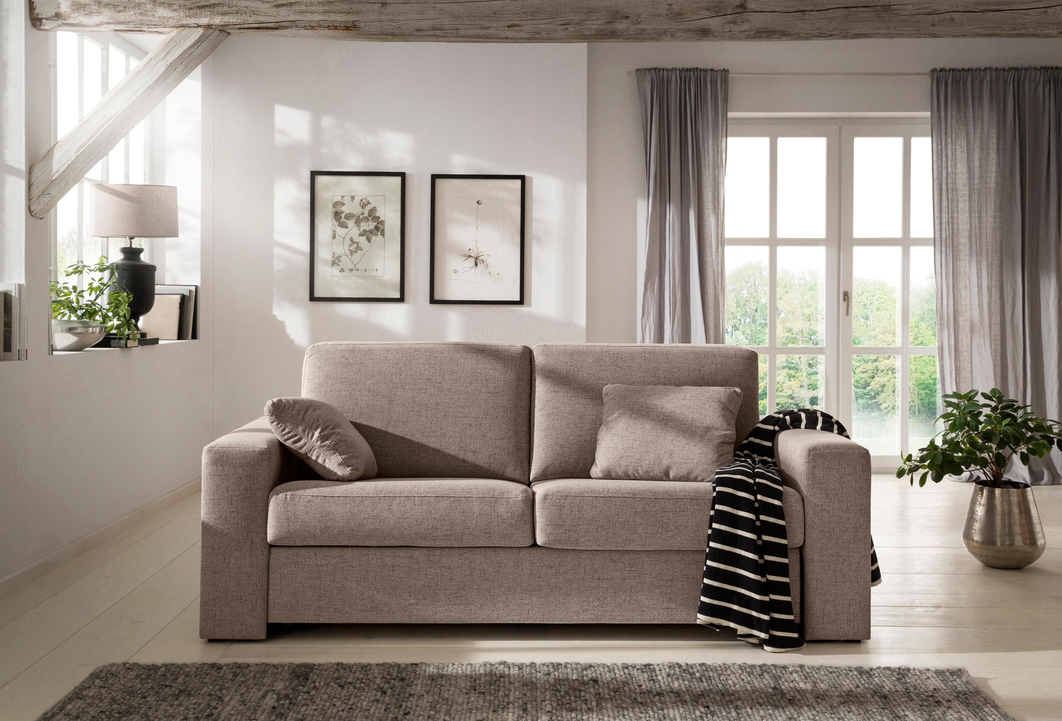 Home affaire Slaapbank Roma matras hoogte 14 cm Bedfunctie, met vering, lattenbodem, matras bruin, slaapbanken, 143 cm x 198 cm