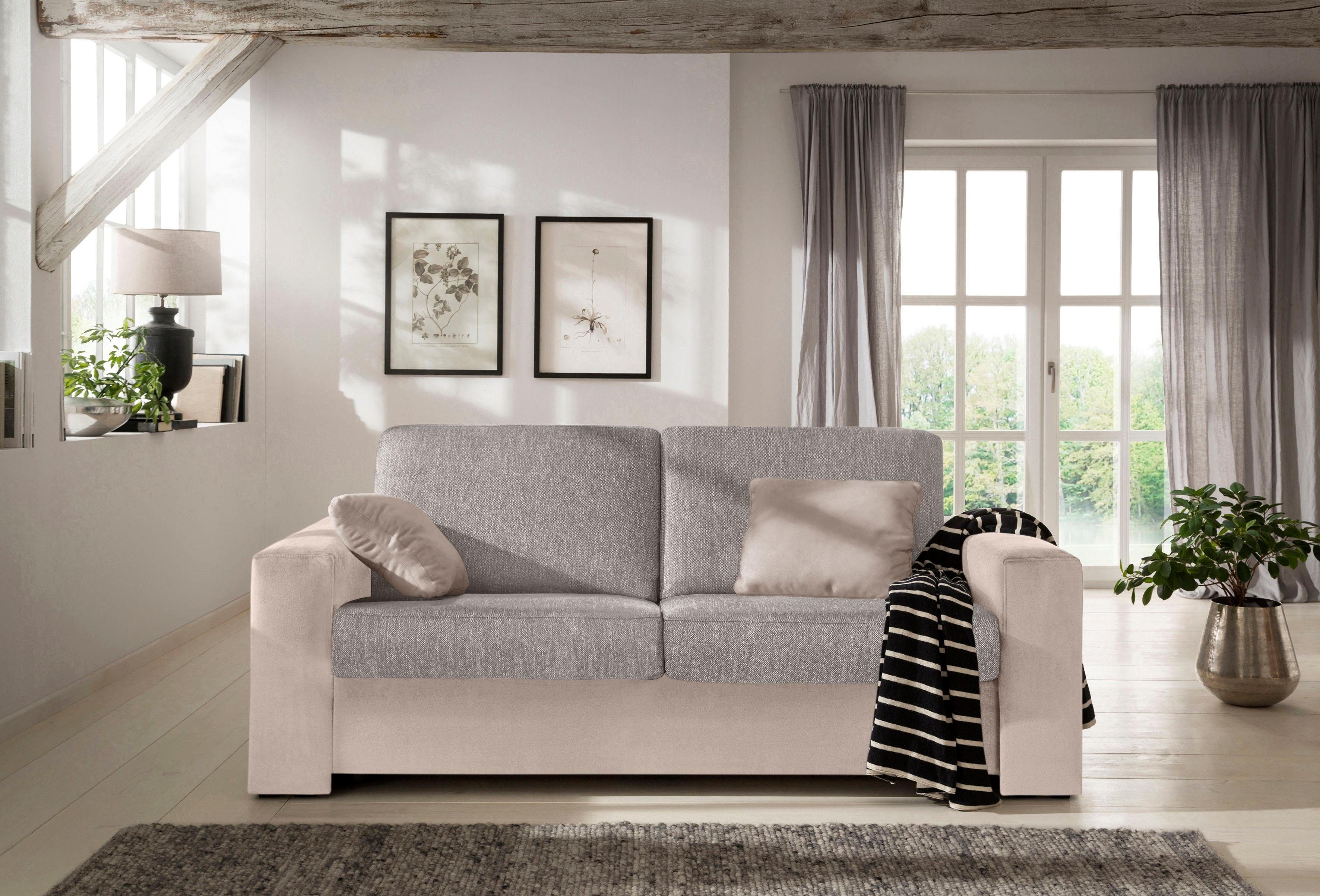 Home affaire Slaapbank Roma matras hoogte 14 cm Bedfunctie, met vering, lattenbodem, matras beige, slaapbanken, 143 cm x 198 cm