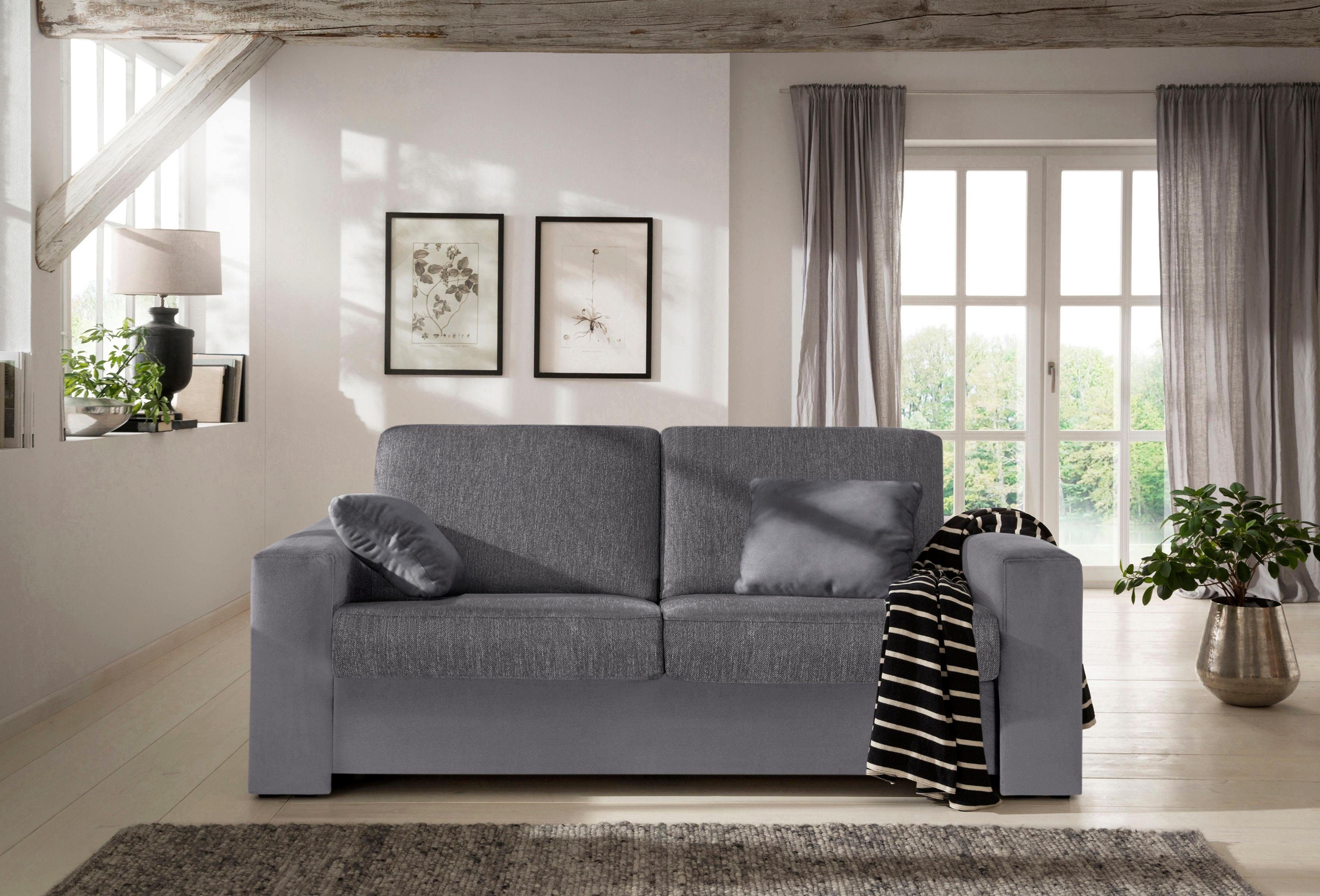 Home affaire Slaapbank Roma matras hoogte 14 cm Bedfunctie, met vering, lattenbodem, matras grijs, slaapbanken, 143 cm x 198 cm