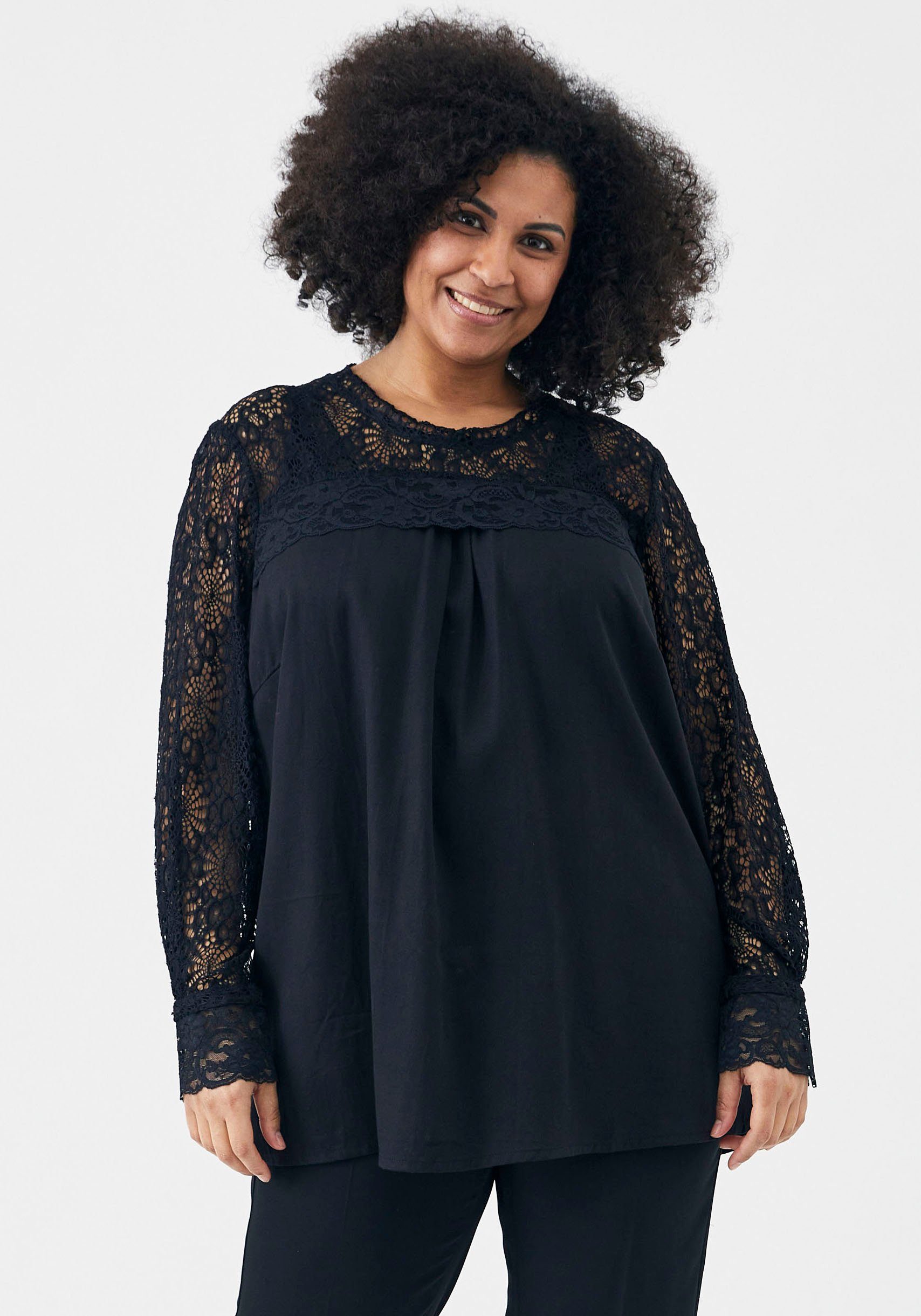 ADIA Kanten blouse met lichte kantkraag