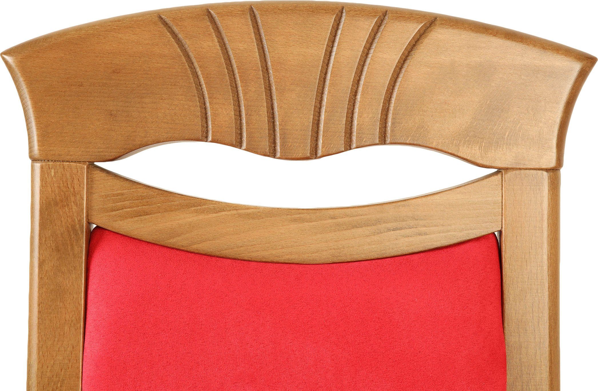 Home affaire Eetkamerstoel Franz slijtvast microvezel, onderstel beuken naturel of wit, houten stoel (set, 2 stuks)