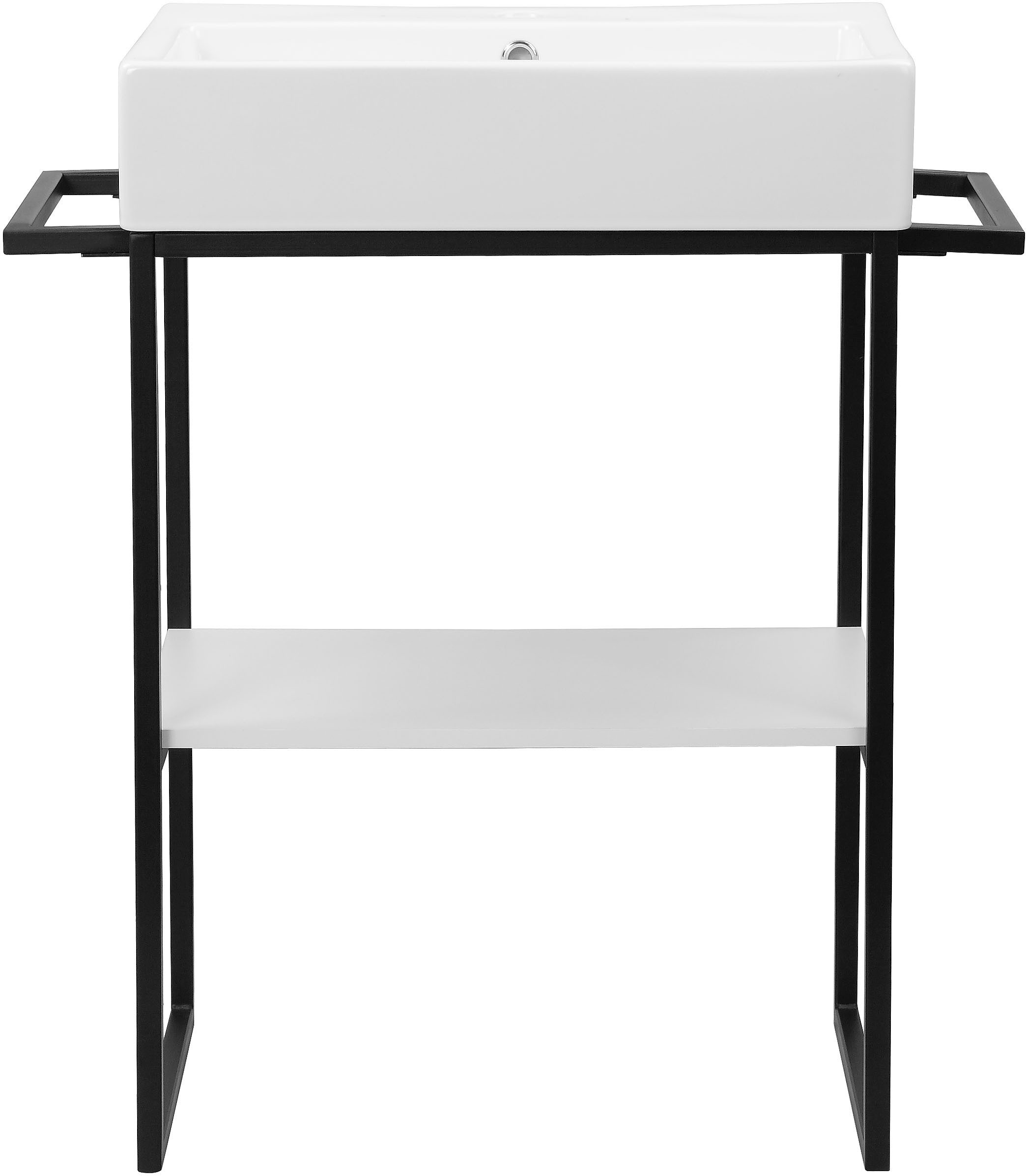 welltime Wastafelonderkast Stockholm Badkamermeubels metaallook incl. wasbak, breedte 60 cm wastafel