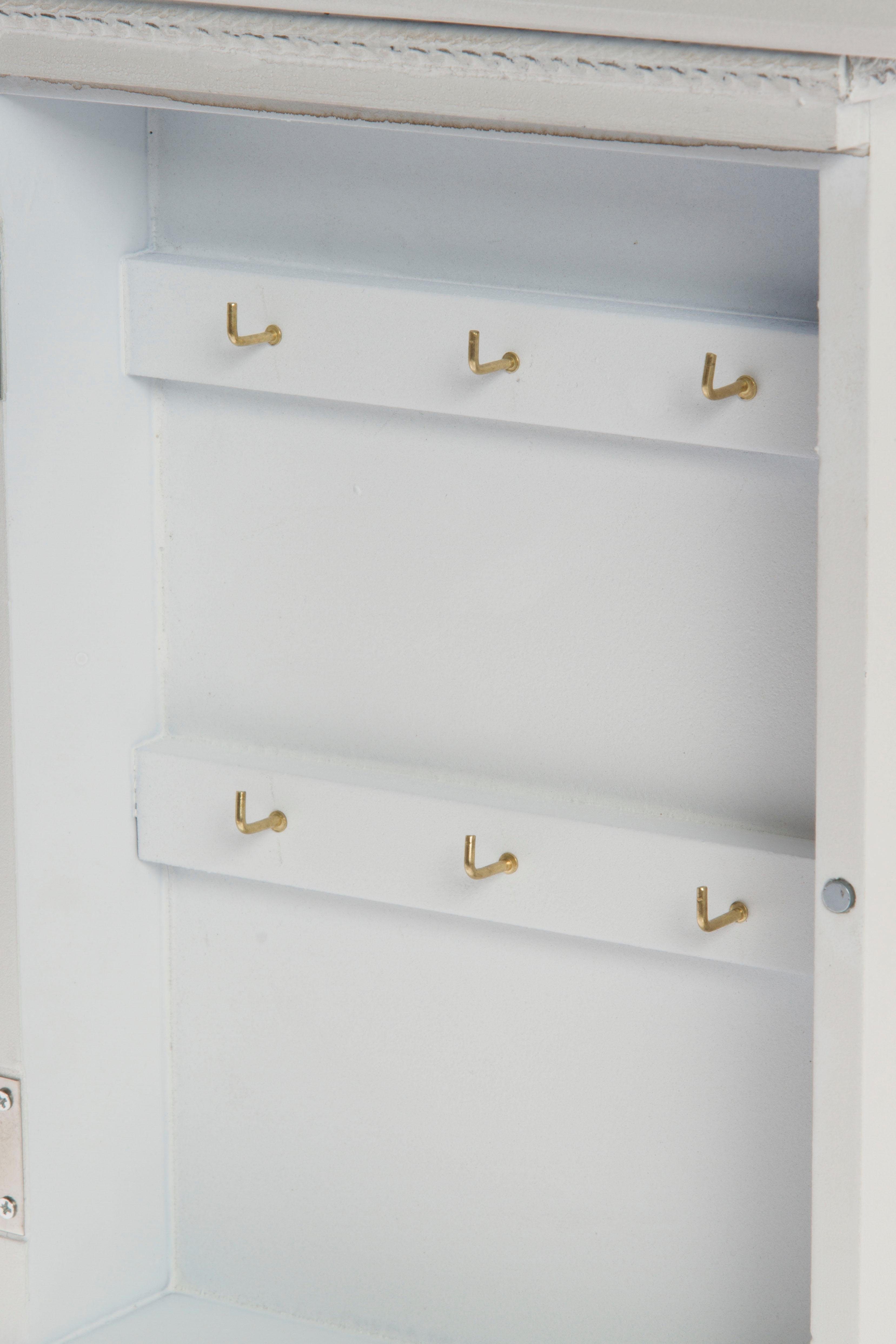 Home affaire Sleutelkastje Erwin, wit met fotolijstje & 6 haken, shabby look