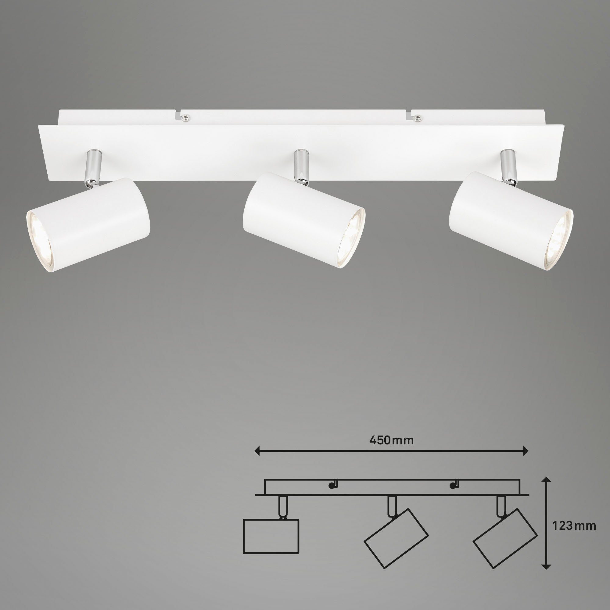 Briloner Leuchten Ledplafondspots 2857036 Run Plafondlamp, 45x8x12,3 cm, wit, max. 40W, GU10, woonkamer, gang, kantoor