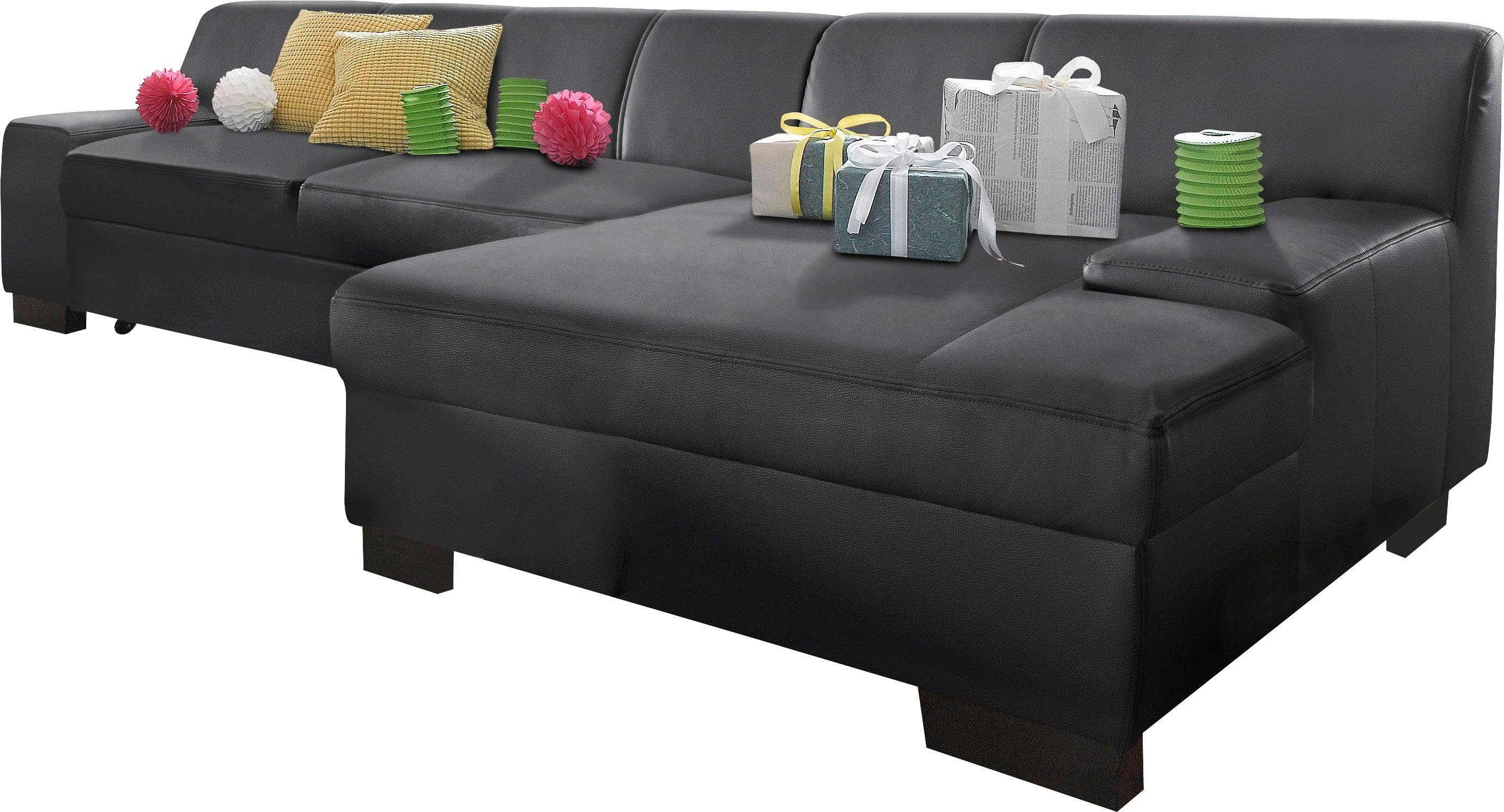DOMO collection Hoekbank Norma, elegant en modern, met platte armleuningen, L-vorm