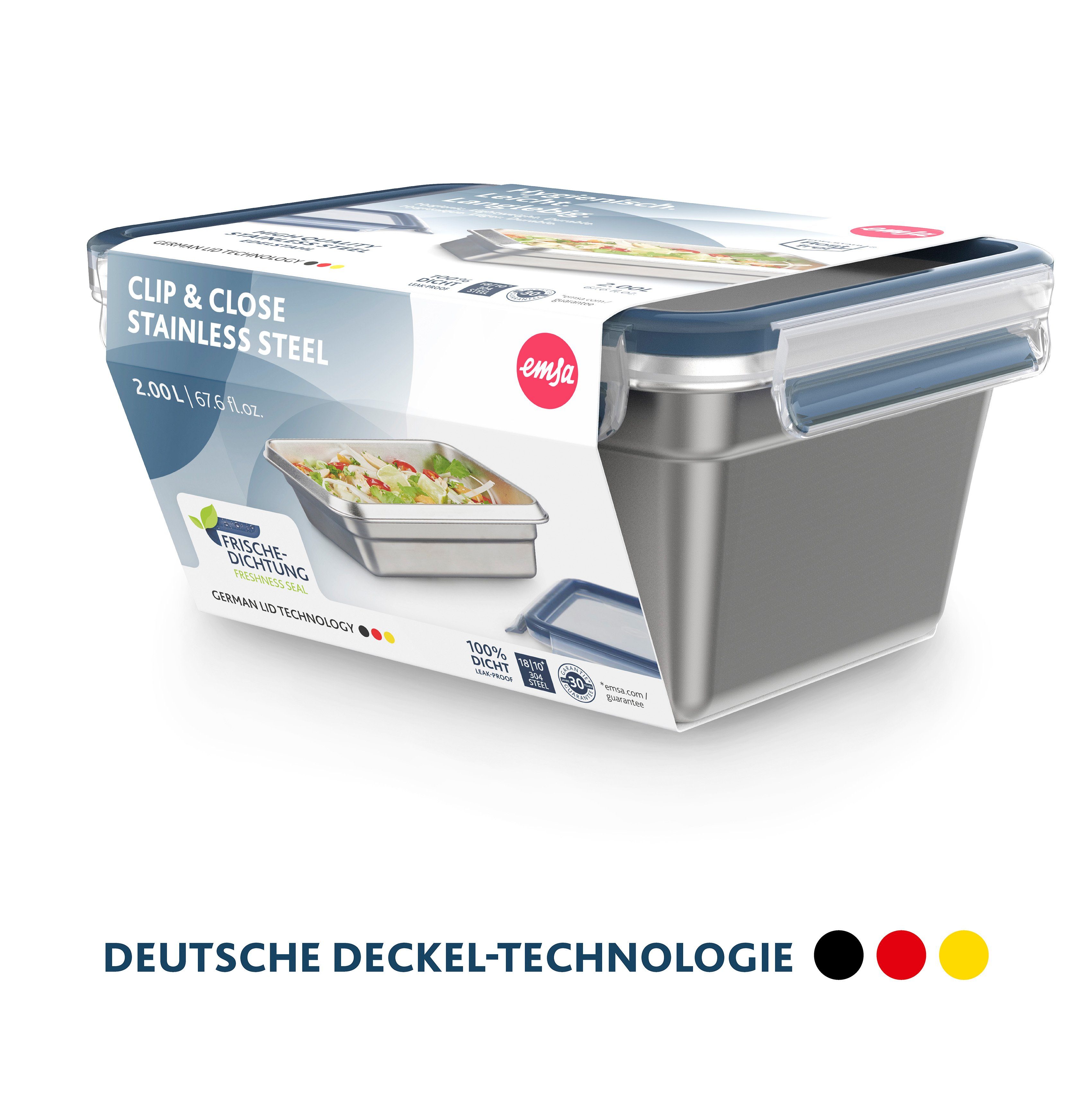 Emsa Vershoudtrommel Clip & Close Roestvrij staal, vorst-, vaatwasser- en ovenbestendig (set, 1-delig)