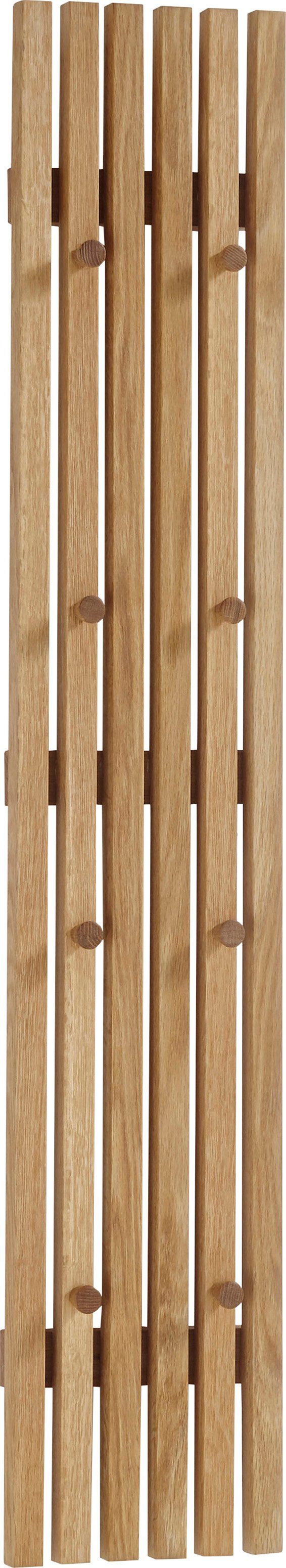 MCA furniture Kapstokpaneel Alwar, TOPSELLER! Breedte ca. 22 cm, met 8 kledinghaken, massief eiken geolied
