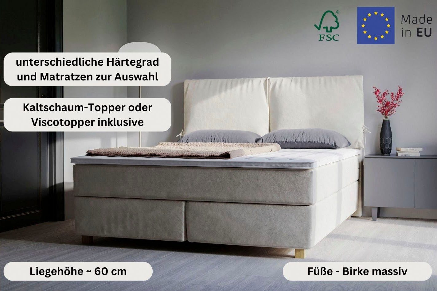 Home affaire Boxspring Nele incl. topmatras in eenvoudig design