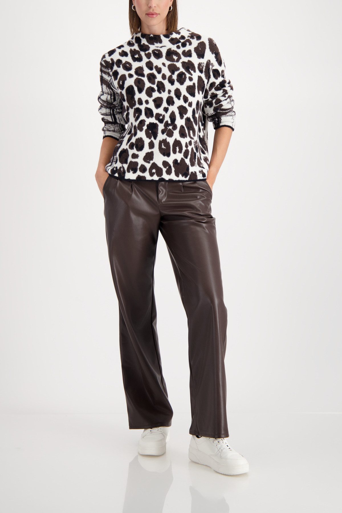 Monari Gebreide trui Regular fit met staande kraag