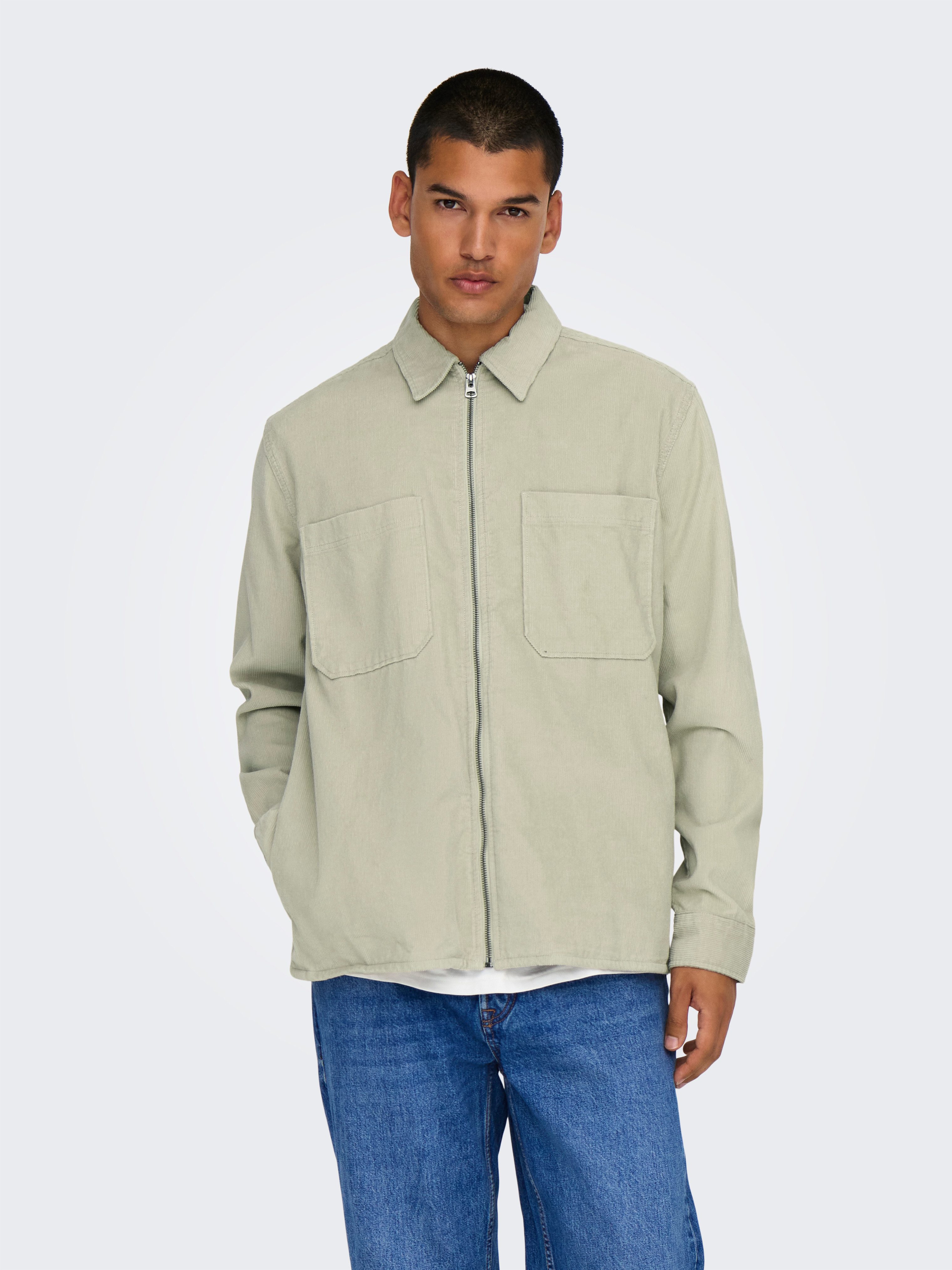 ONLY & SONS Overhemd met lange mouwen ONSALP 14W RLX 2PKT WASHD CORD LS ZIP