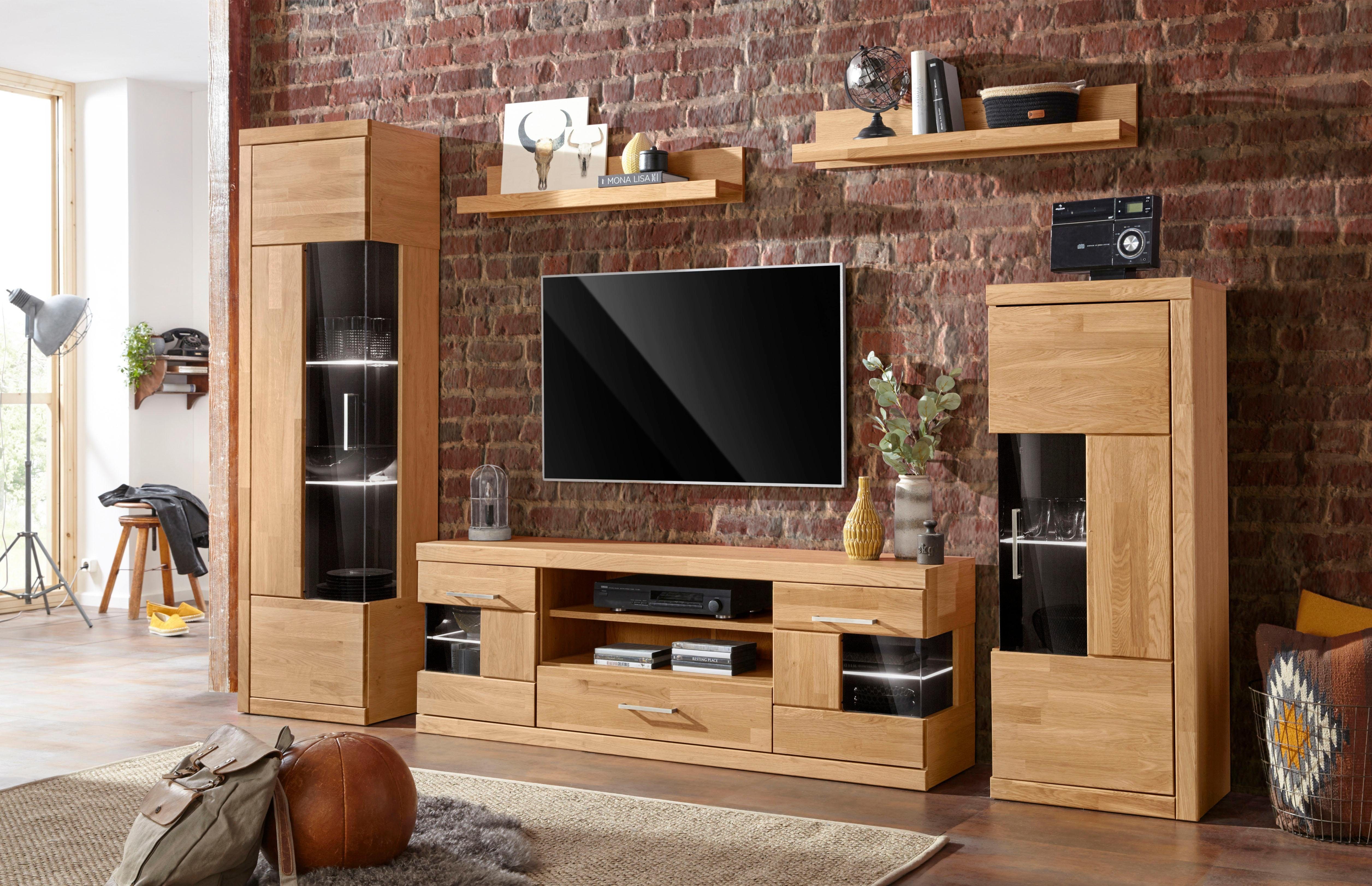 Home affaire Wandmeubel Ribe gedeeltelijk massief hout (set, 5-delig)