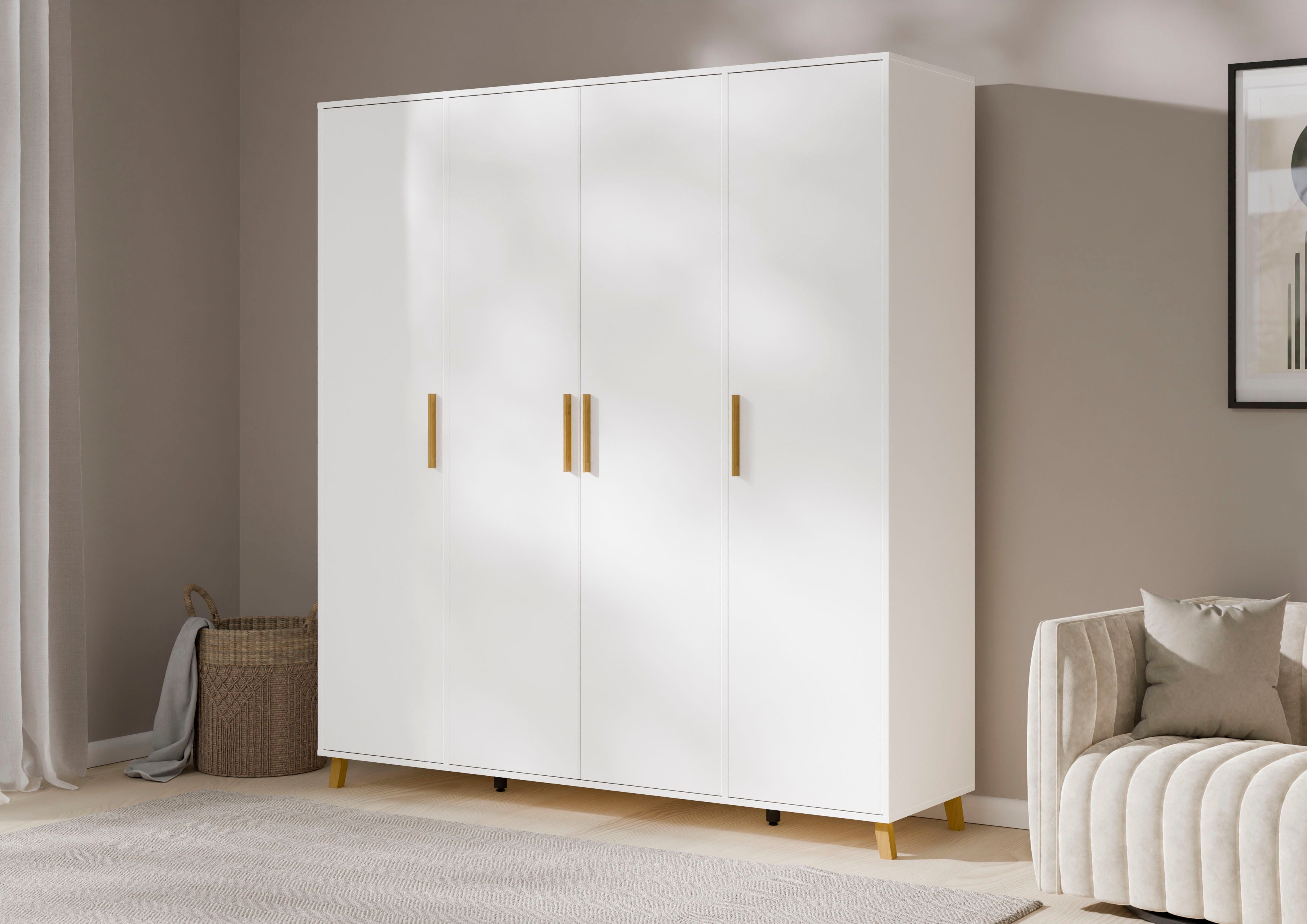 rauch Draaideurkast Kledingkast kast garderobe waskast SHINJO Grepen en voeten van massief hout, veel opbergruimte MADE IN GERMANY