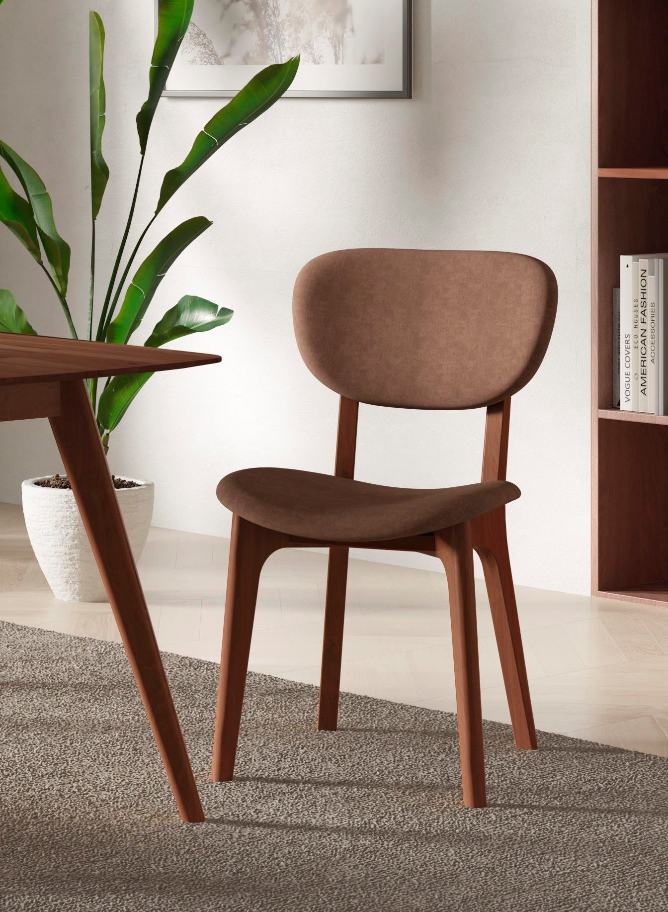 INOSIGN Stoel COZY Made in Italy Frame in beuken, kersen- of notenhout, massief hout, designstoel (set, 2 stuks) houten stoelen bruin