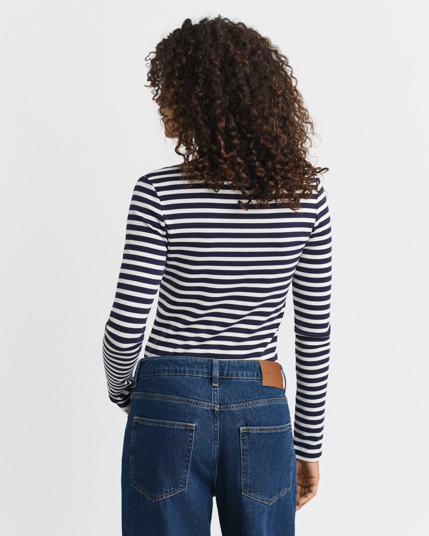 Gant Shirt met lange mouwen SLIM STRIPED 1X1 RIBBED LS T-SHIRT