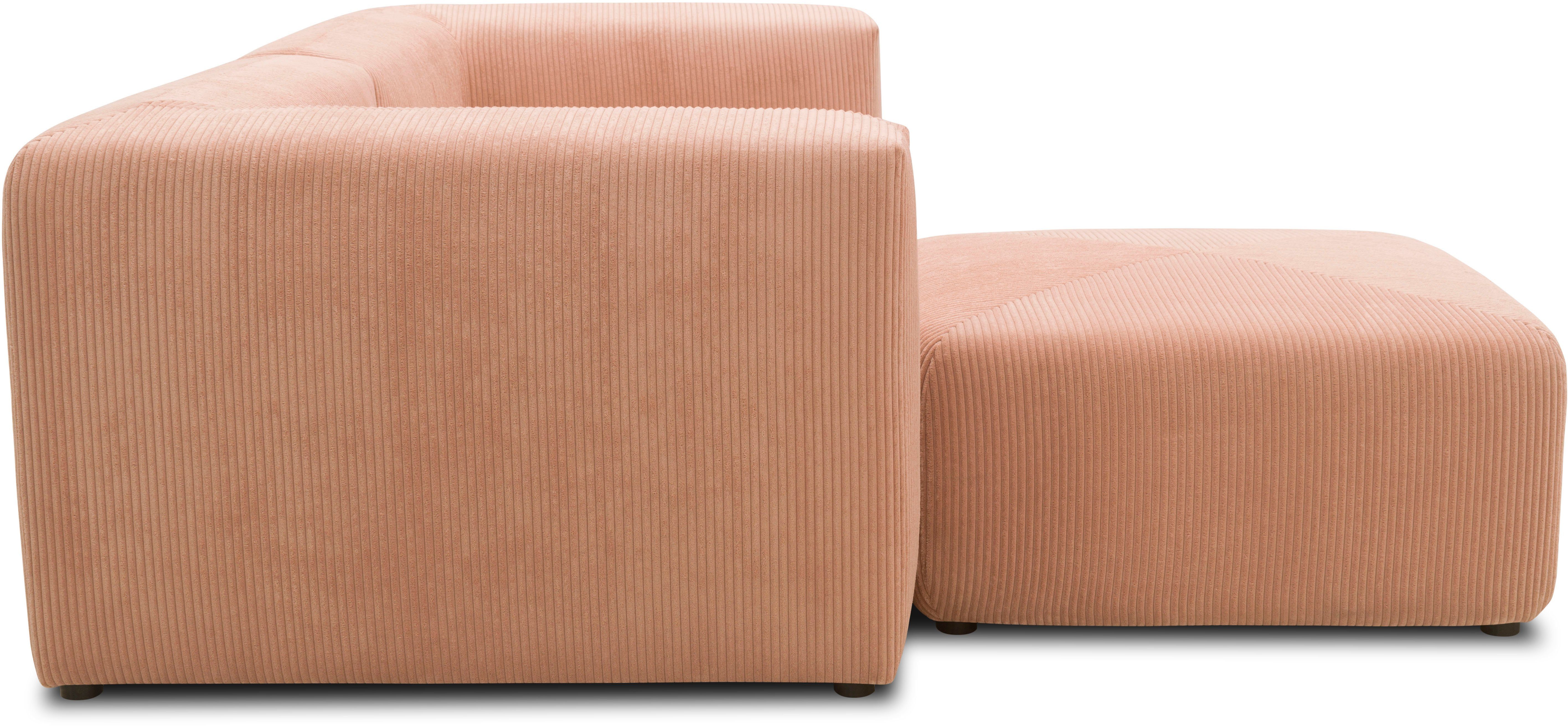 RAUM.ID Hoekbank Gerrid L-vorm Cord, modulaire bank, bestaand uit 2 hoekelementen + 1 hocker