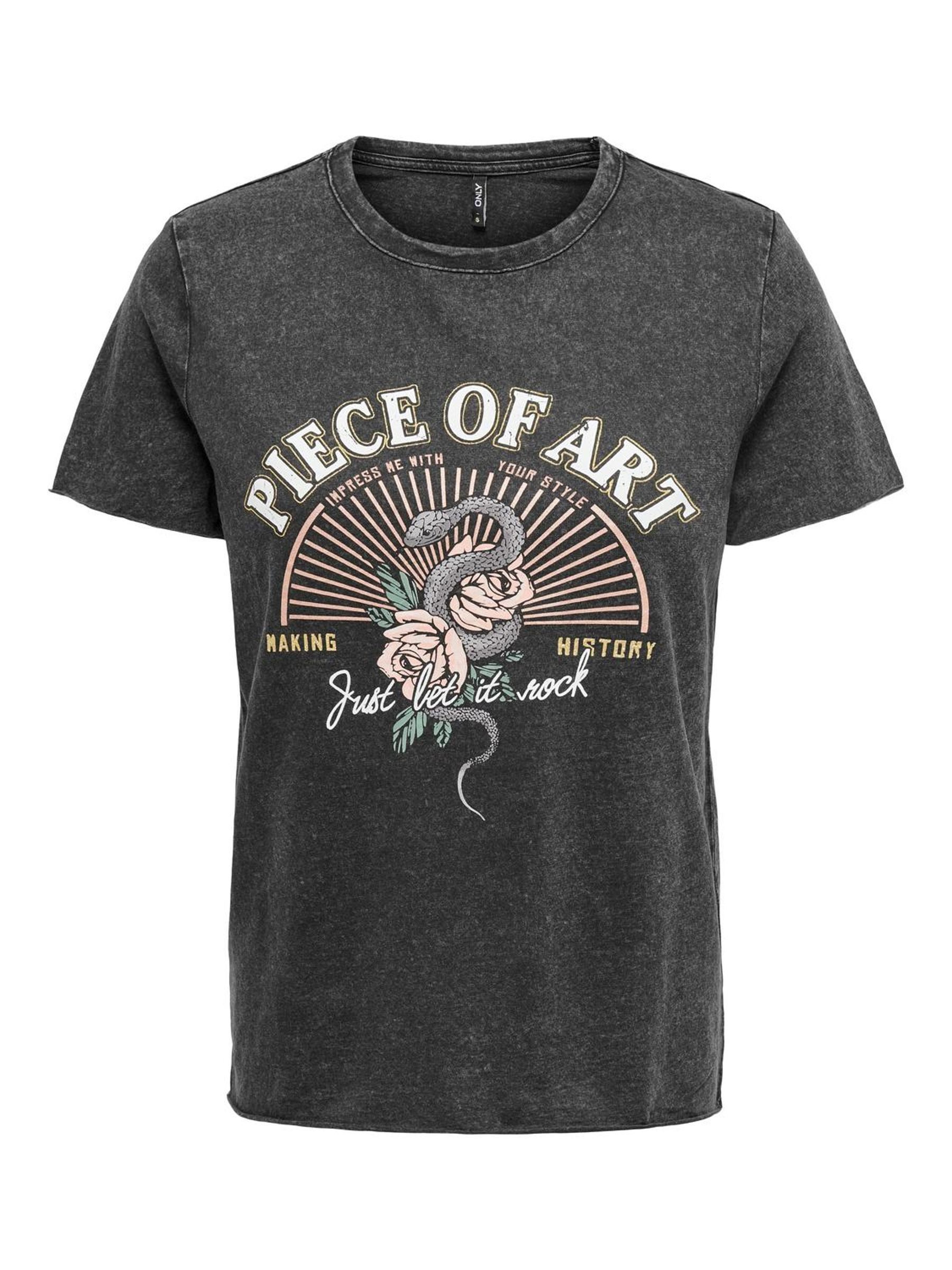 Only Shirt met ronde hals ONLLUCY REG S S TOP JRS NOOS