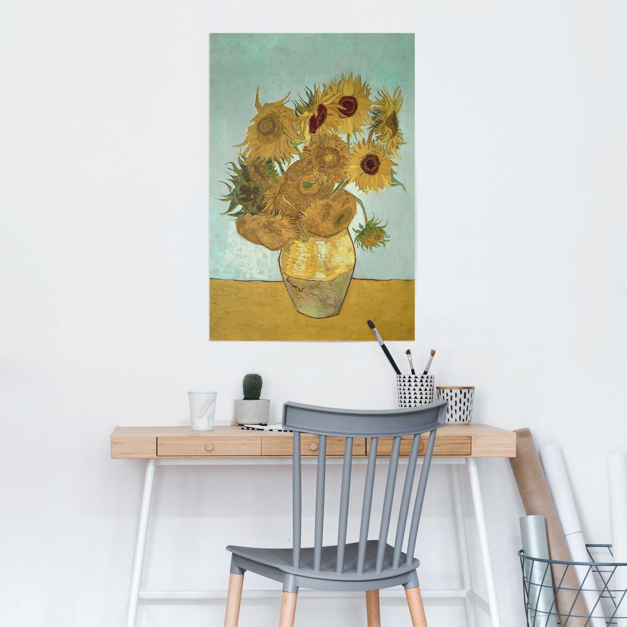 Reinders! Poster Zonnebloemen Vincent van Gogh - bloem - plant - befaamd schilderij