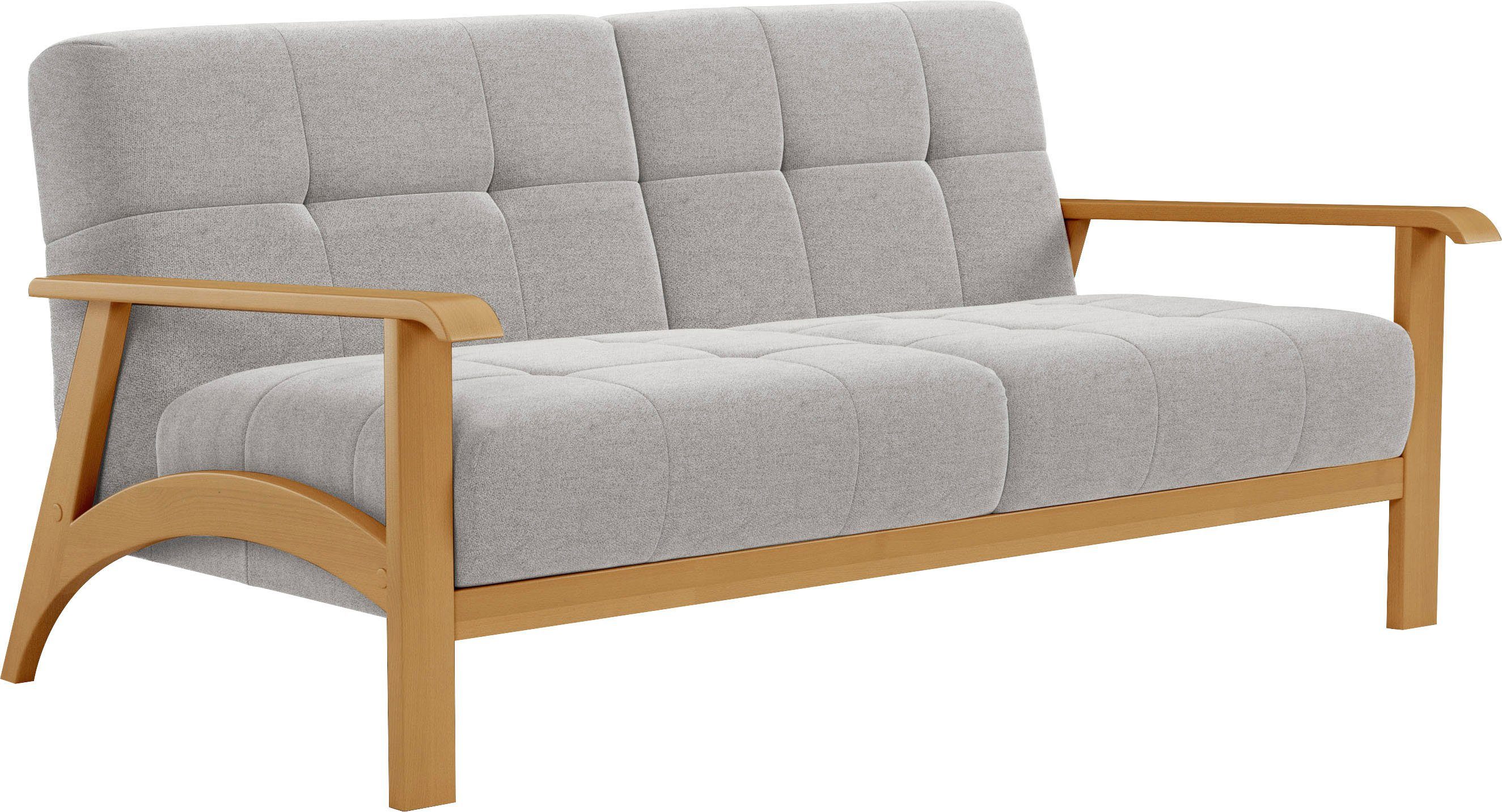 sit&more 2,5-zitsbank Billund Armleuningen van eikenkleurig beukenhout, verschillende bekledingen en kleuren