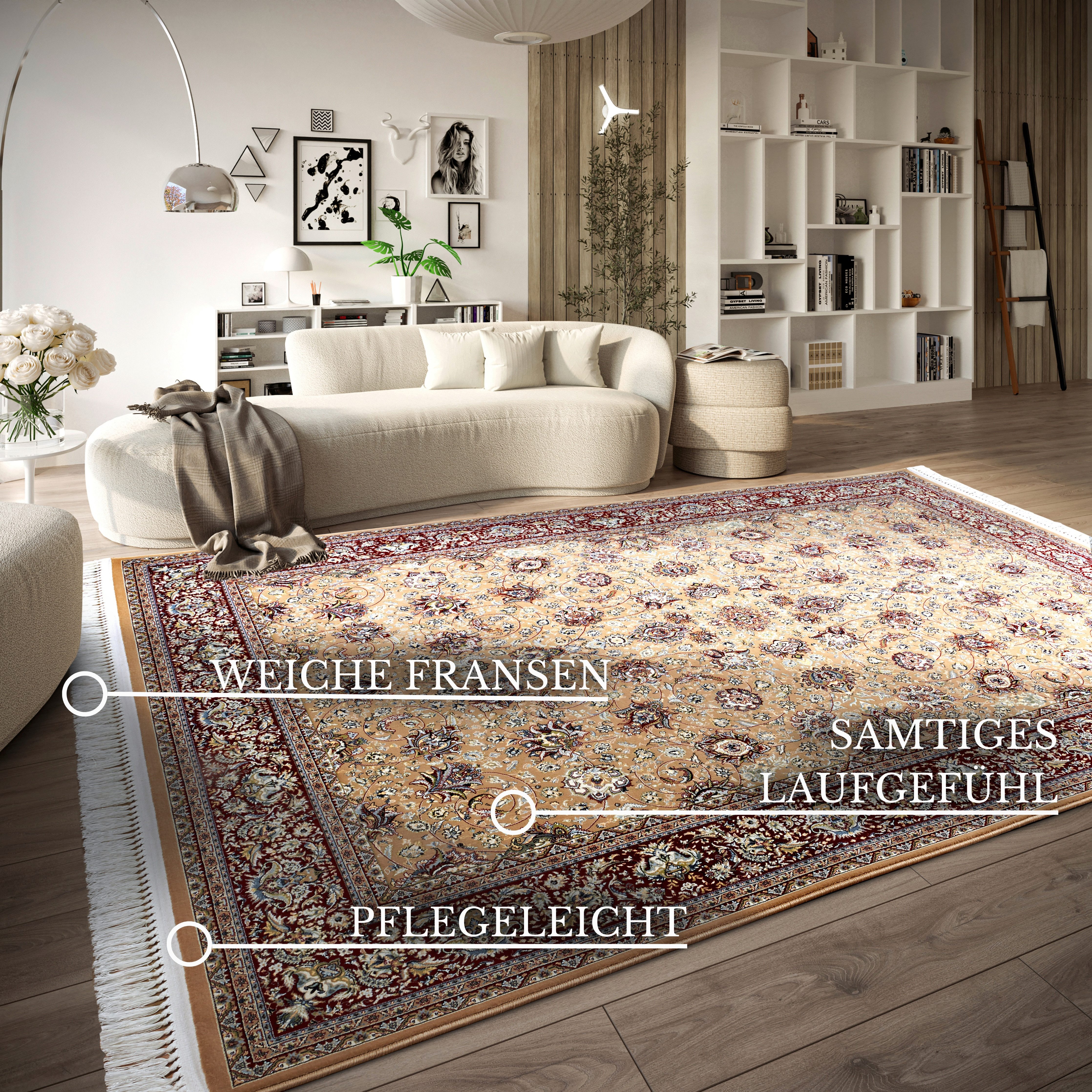 Villeroy & Boch Vloerkleed Alfred Oriëntaals, franjes, woonkamer, slaapkamer, klassiek, kortpolig