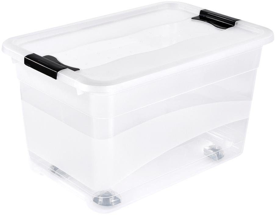keeeper opbergbox met deksel en wieltjes, 59,5 x 39,5 x 18 cm, 52 liter, set van 2, konrad