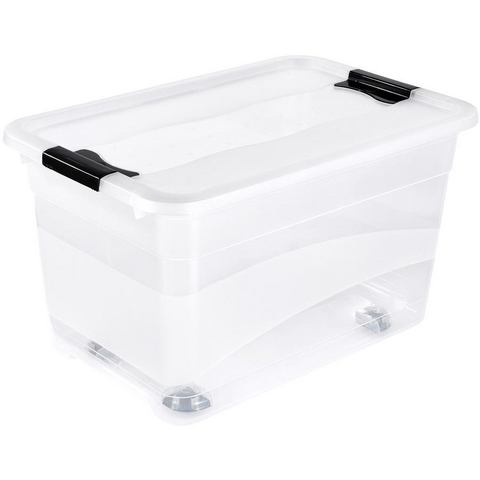 keeeper opbergbox met deksel en wieltjes, 59,5 x 39,5 x 18 cm, 52 liter, set van 2, konrad