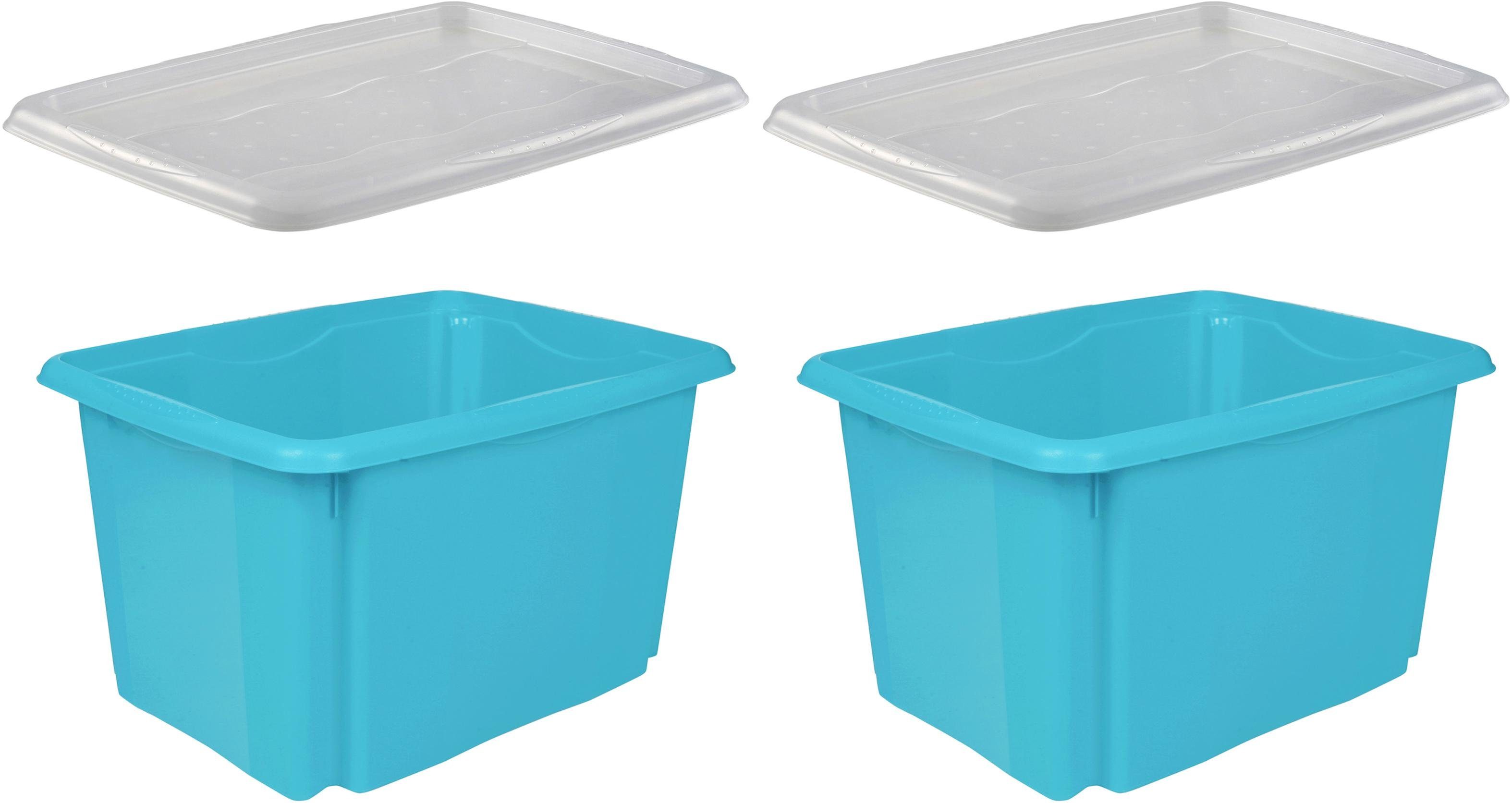 keeeper draai--stapelbox met deksel, 44,5 x 34,5 x 27 cm, 30 liter, set van 2, emil