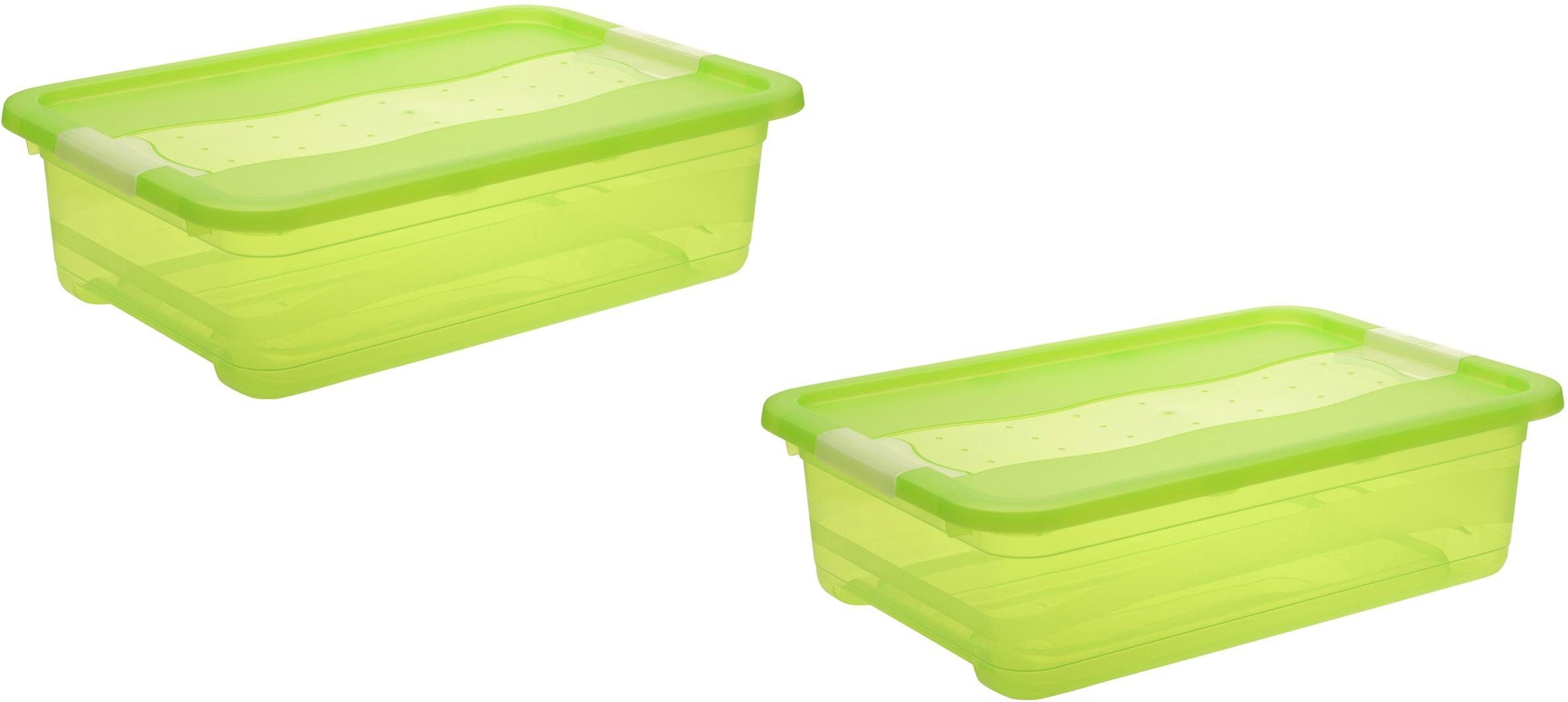 keeeper opbergbox met deksel, 59,5 x 39,5 x 17 cm, 28 liter, set van 2, cornelia