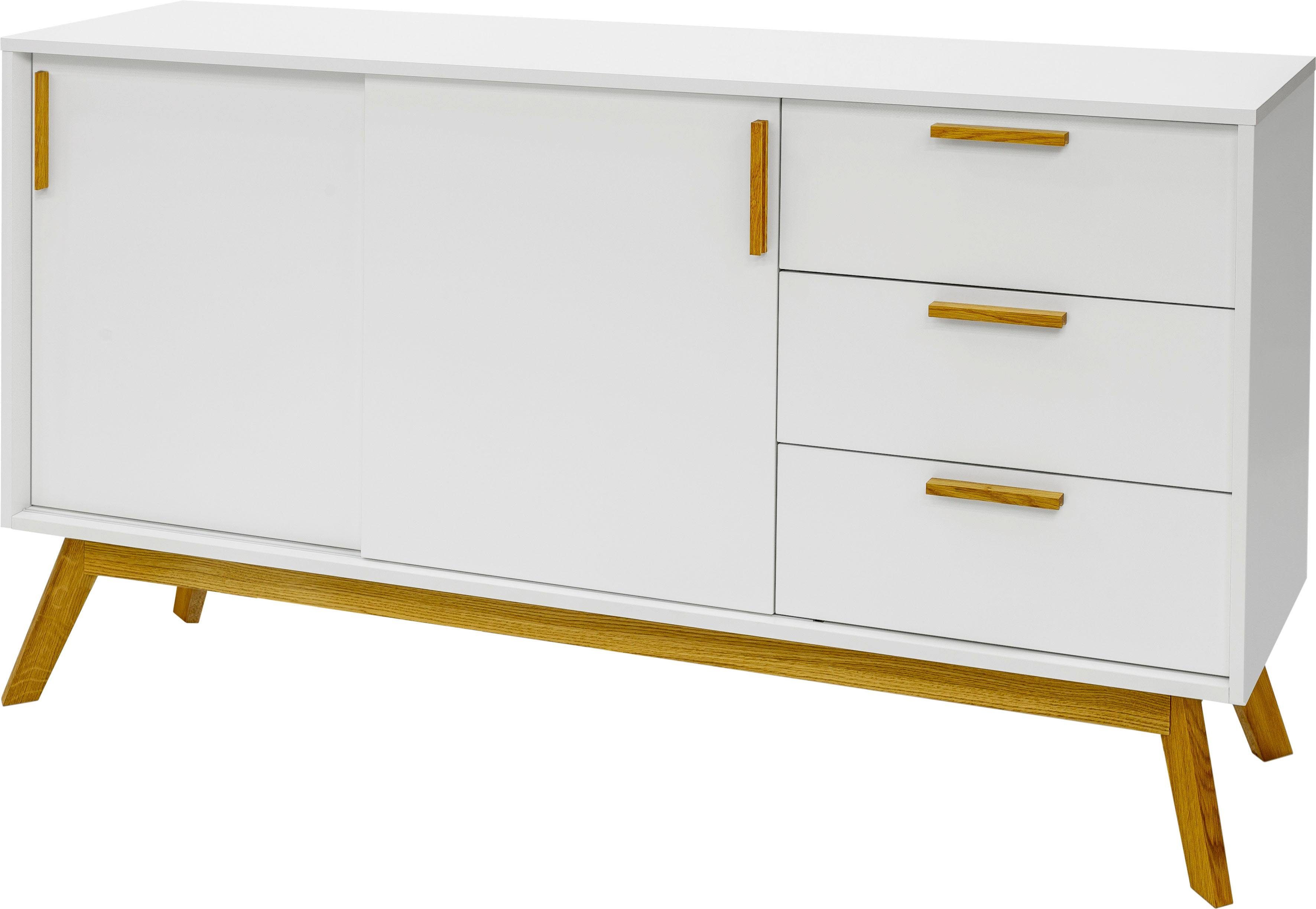Woodman Dressoir Tarika Commode in trendy Scandinavische look, breedte 149 cm dressoirs maat 149x40x75 cm wit