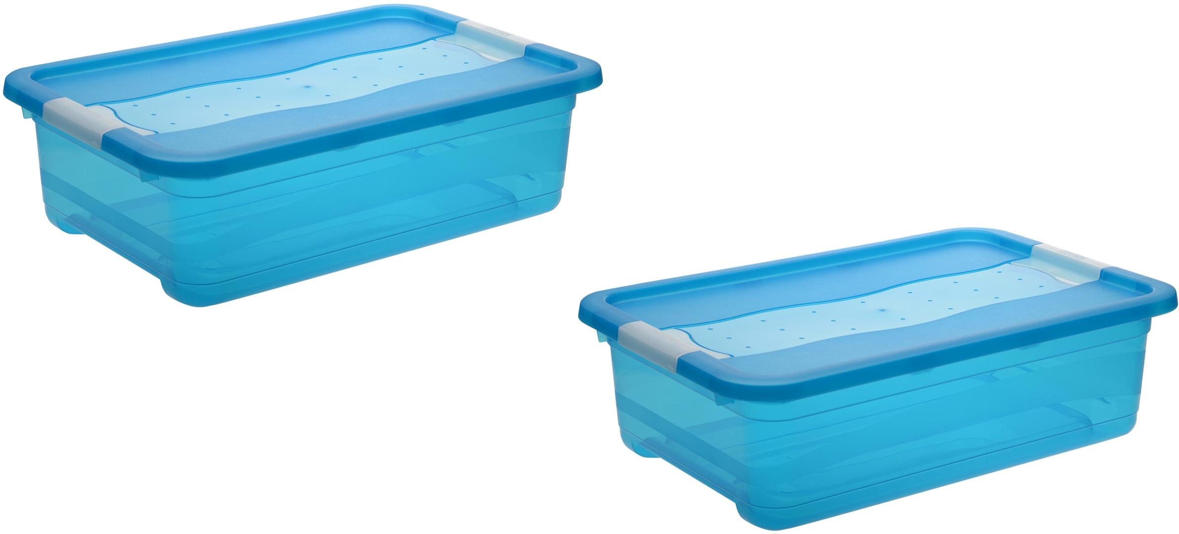 keeeper opbergbox met deksel, 59,5 x 39,5 x 17 cm, 28 liter, set van 2, cornelia