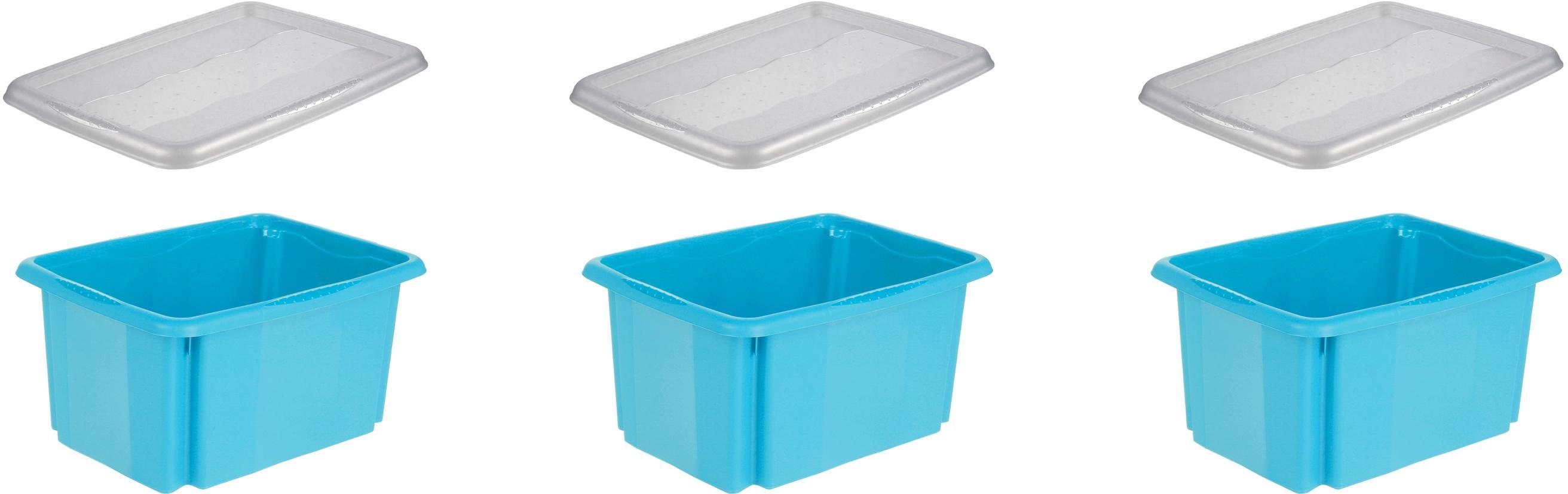 keeeper draai--stapelbox met deksel, 38 x 28,5 x 20,5 cm, 15 liter, set van 3, emil