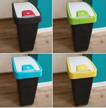 keeeper Vuilnisemmer Magne, afvalcontainer met flip-deksel, 40 x 30 x 61,5 cm (2-delig)