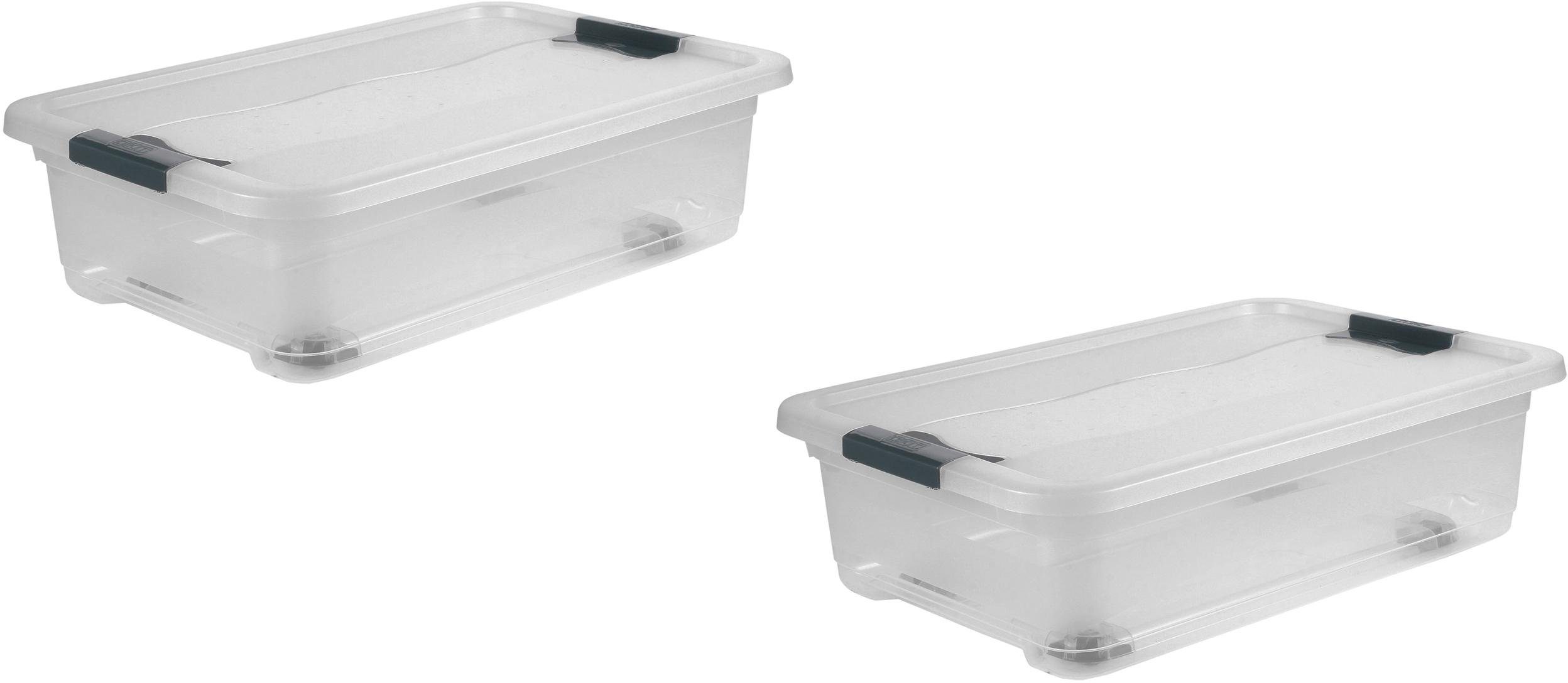 keeeper Organizer Konrad Opbergbox, 28 L, met wieltjes, deksel, grendelslot (set, 2-delig)
