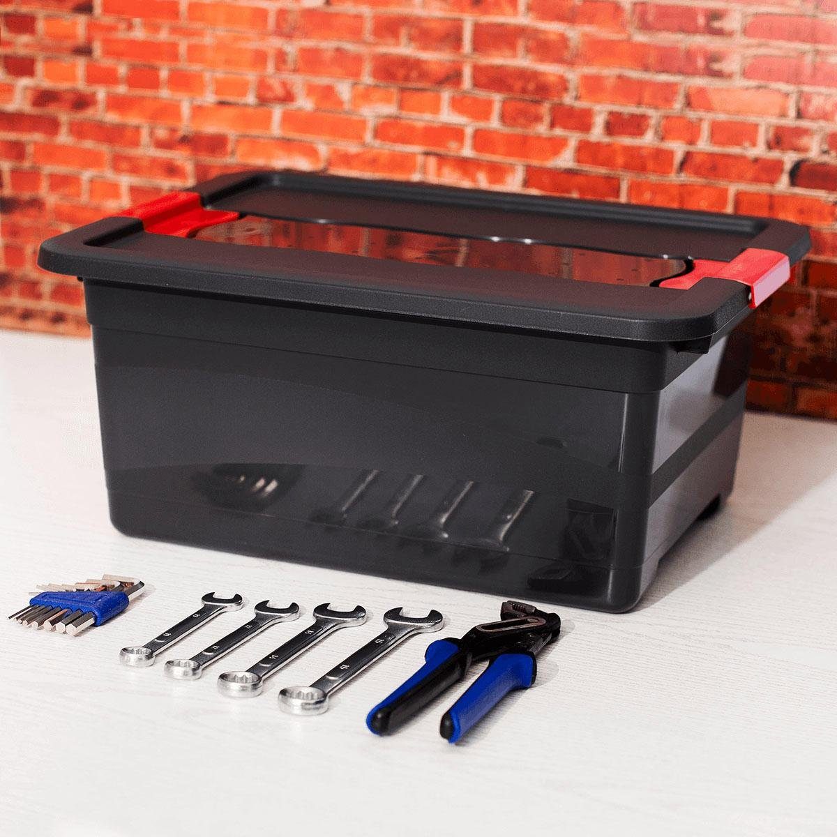 keeeper Transportcontainer Eckhart elk 12 liter, met deksel, grendelslot, extra stabiel (set, 3 stuks)