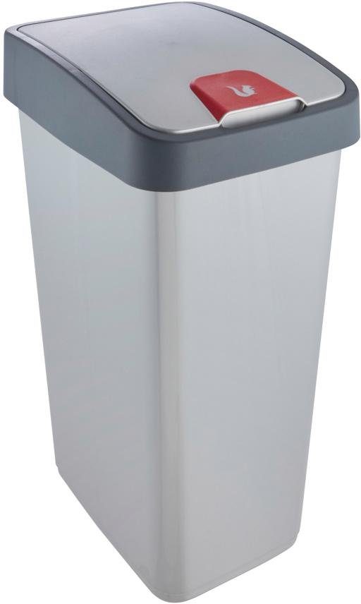 keeeper Vuilnisemmer Magne, afvalcontainer met flip-deksel, 40 x 30 x 61,5 cm (2-delig) pedaalemmers zilver