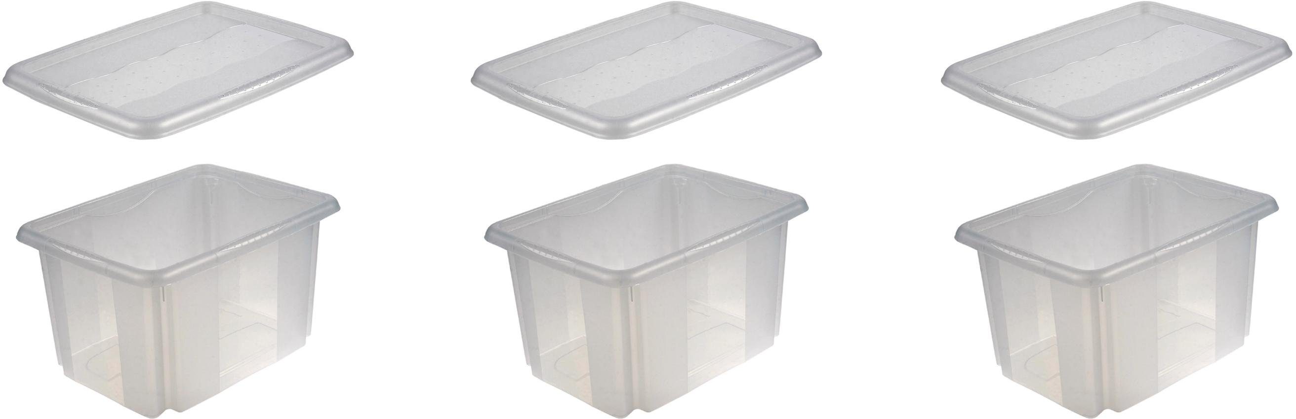 keeeper Organizer Emil Opbergbox, 15 L, met deksel, hoogwaardige kunststof (set, 3-delig) manden & dozen wit
