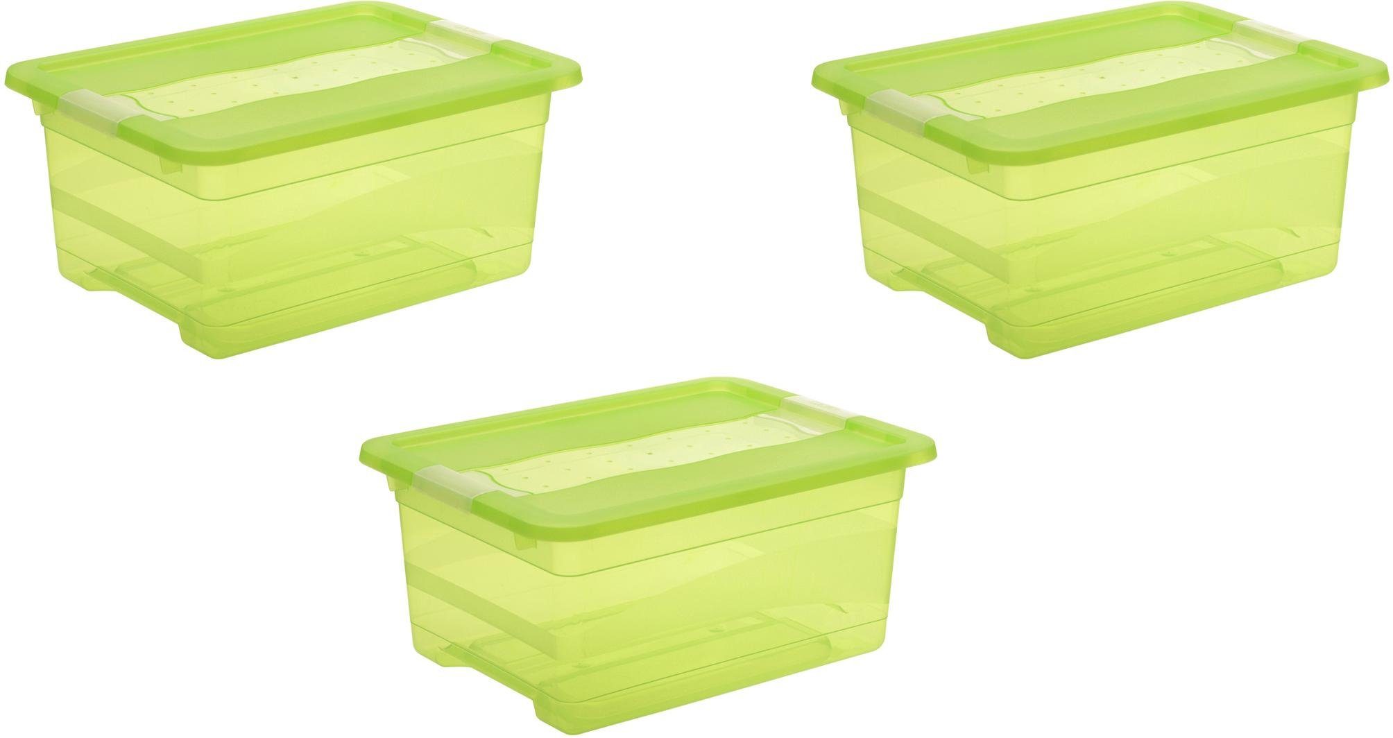 keeeper opbergbox met deksel, 39,5 x 29,5 x 17,5 cm, 12 liter, set van 3, cornelia