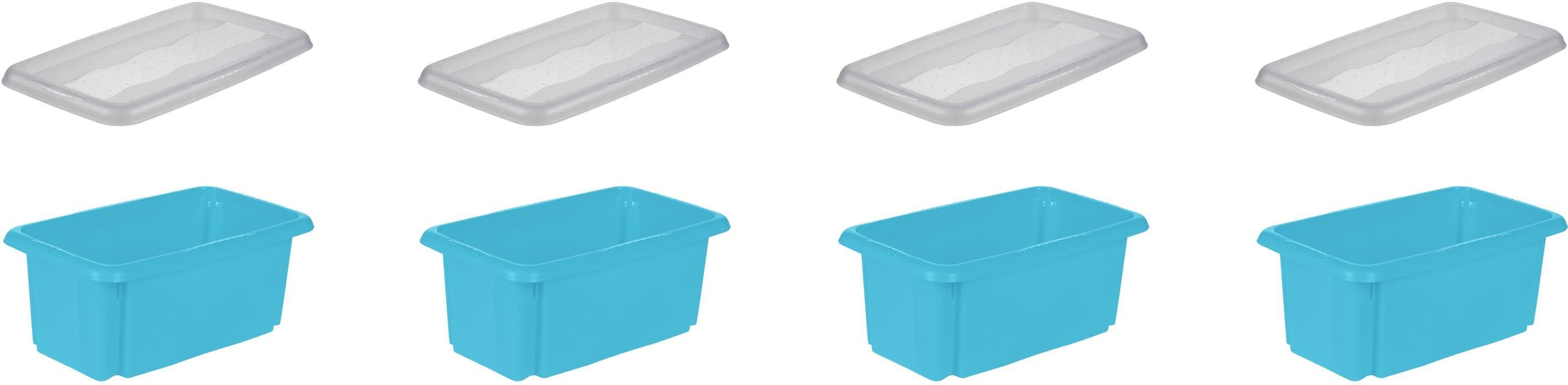 keeeper Organizer Emil Opbergbox, 7 L, met deksel, hoogwaardige kunststof (set, 4-delig) manden & dozen blauw