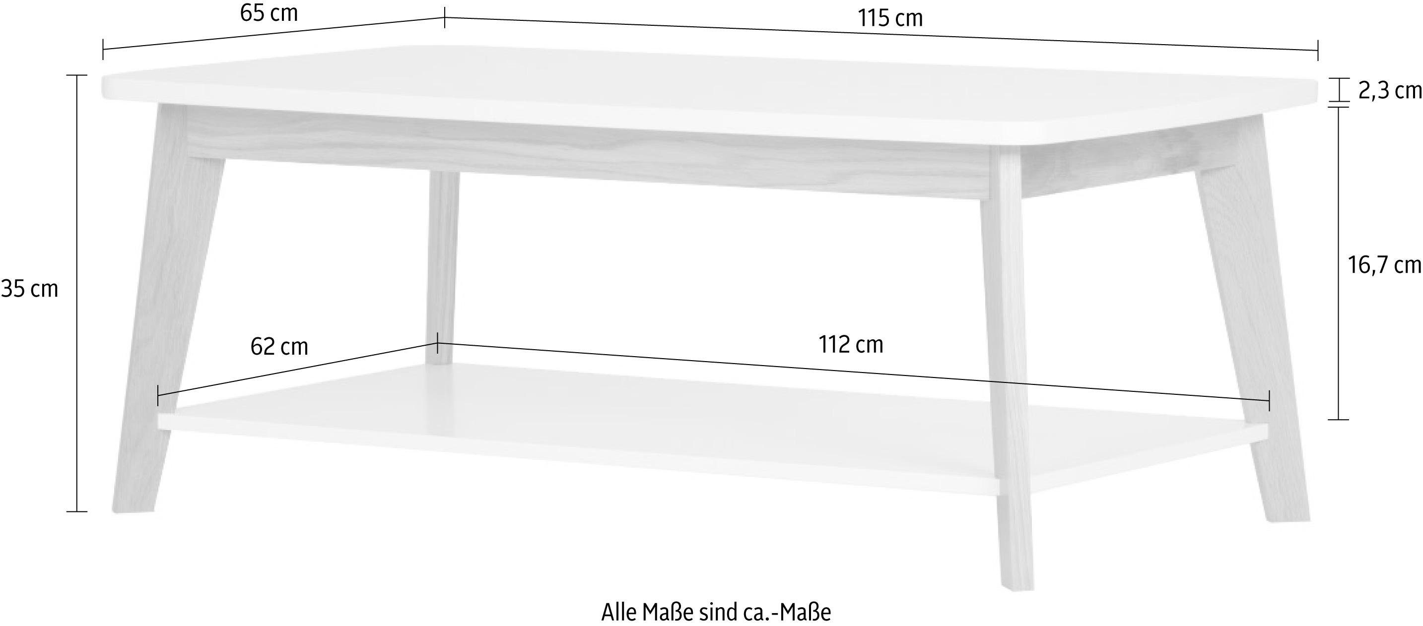 Woodman Salontafel Tariko Breedte 115 cm, frame van massief eiken, met 1 plank