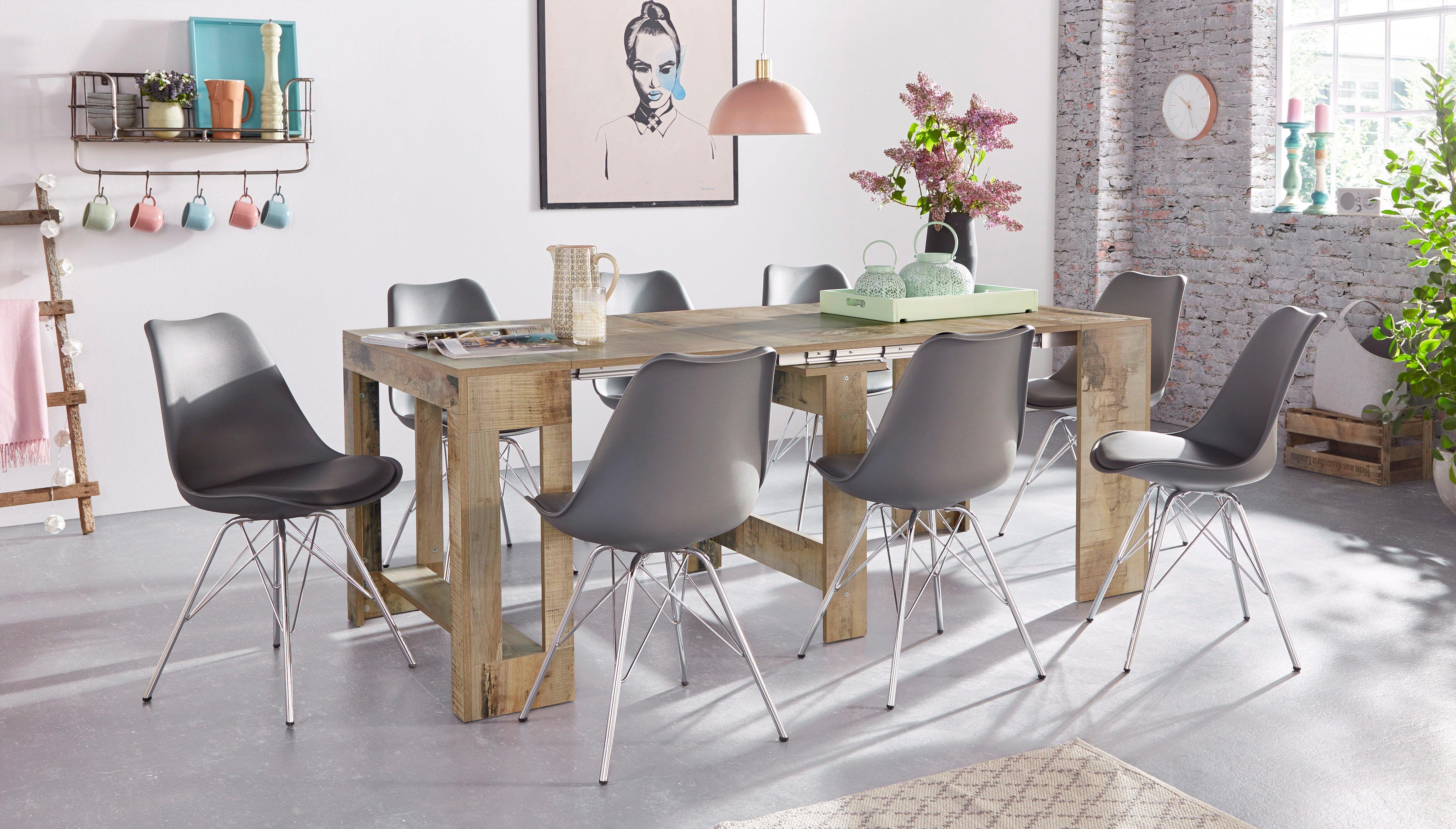 INOSIGN Eettafel Praktika, keukentafel, salontafel, eettafel met uittrekfunctie, uittrekbaar van 50 cm naar 300 cm