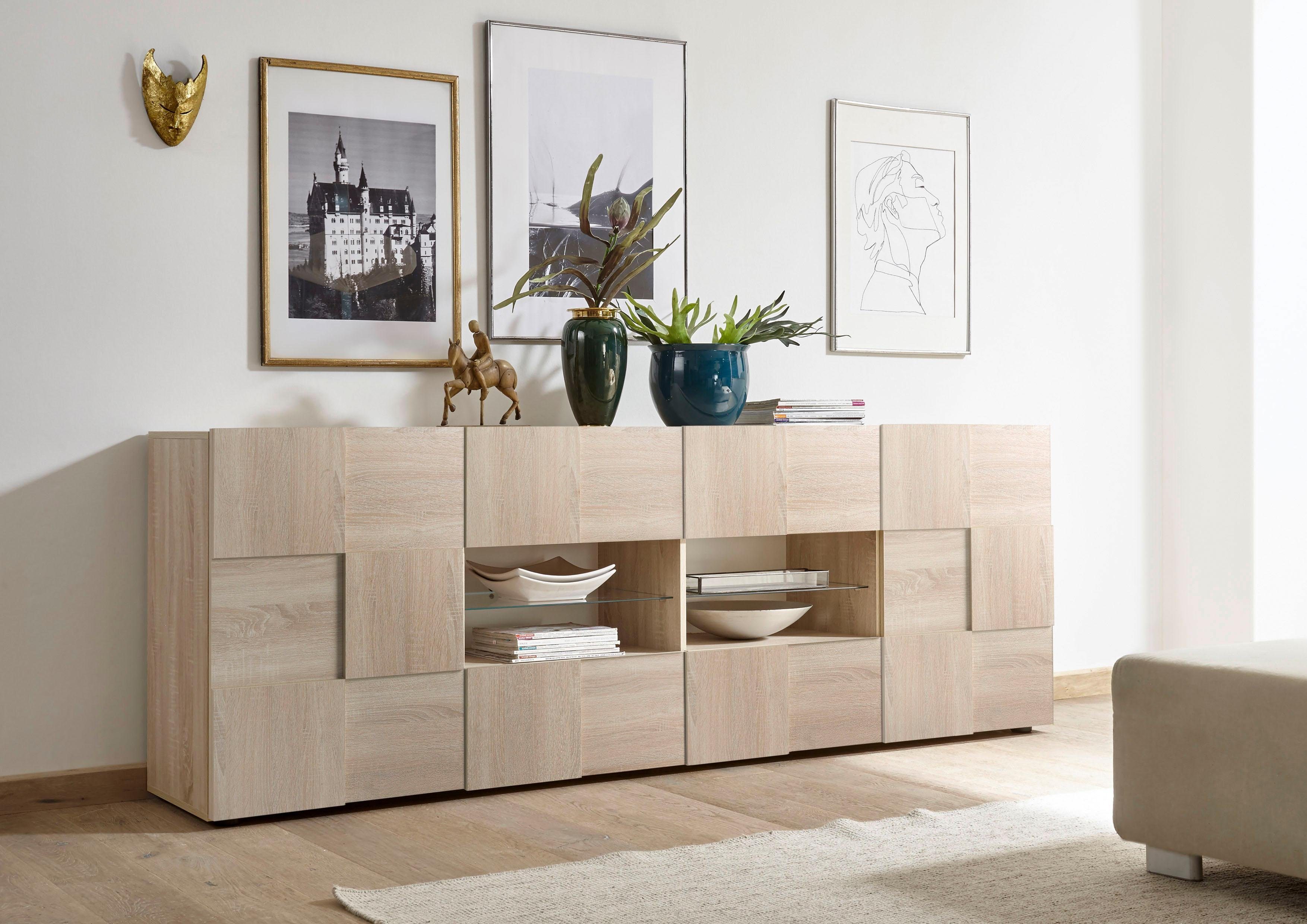 INOSIGN Dressoir Dama Breedte 241, Commode 2 deuren en 4 lades, Dressoir Front in 3D-uiterlijk, veel opbergruimte, verschillende kleuren dressoirs