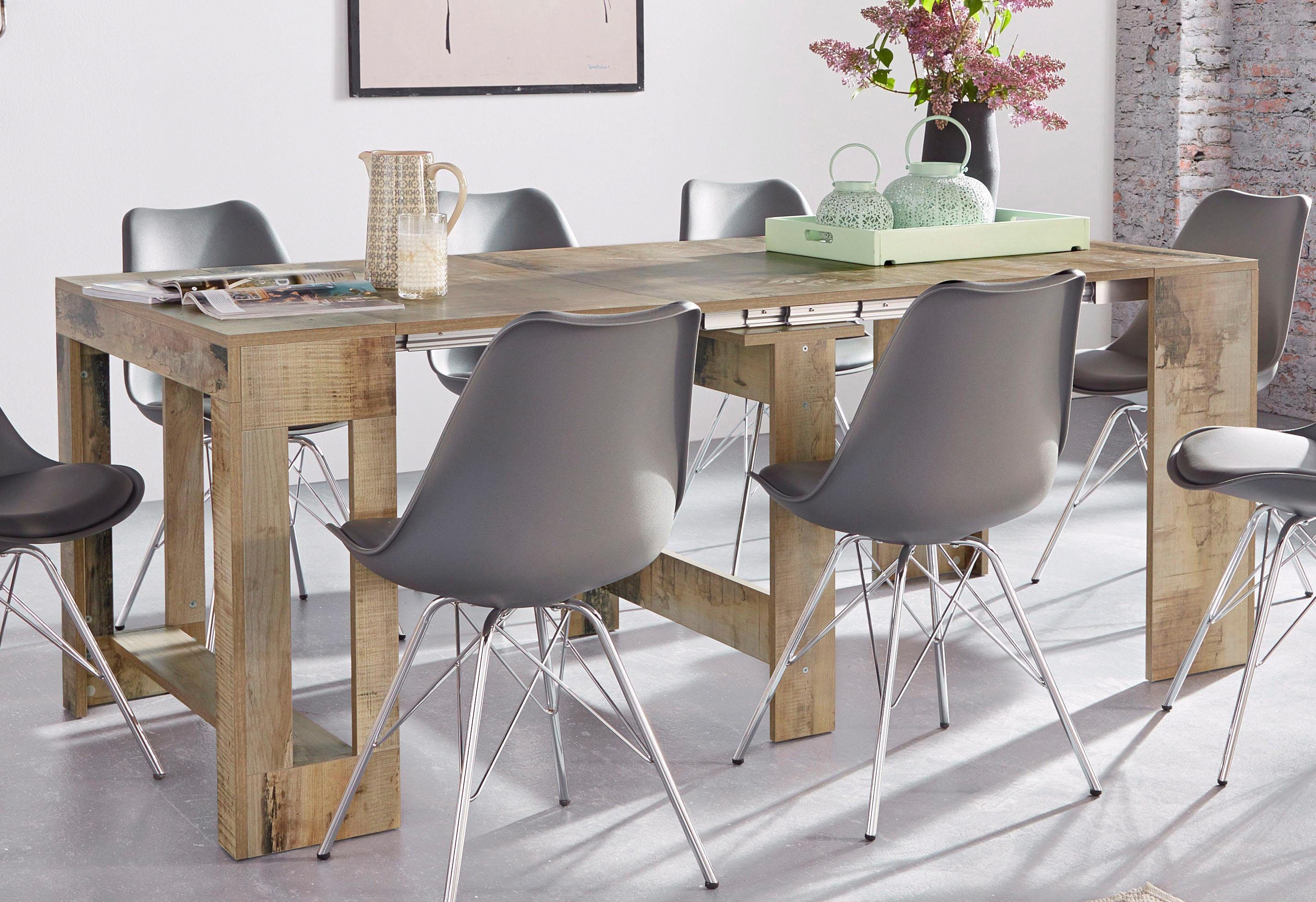 INOSIGN Eettafel Praktika, keukentafel, salontafel, eettafel met uittrekfunctie, uittrekbaar van 50 cm naar 300 cm eettafels beige
