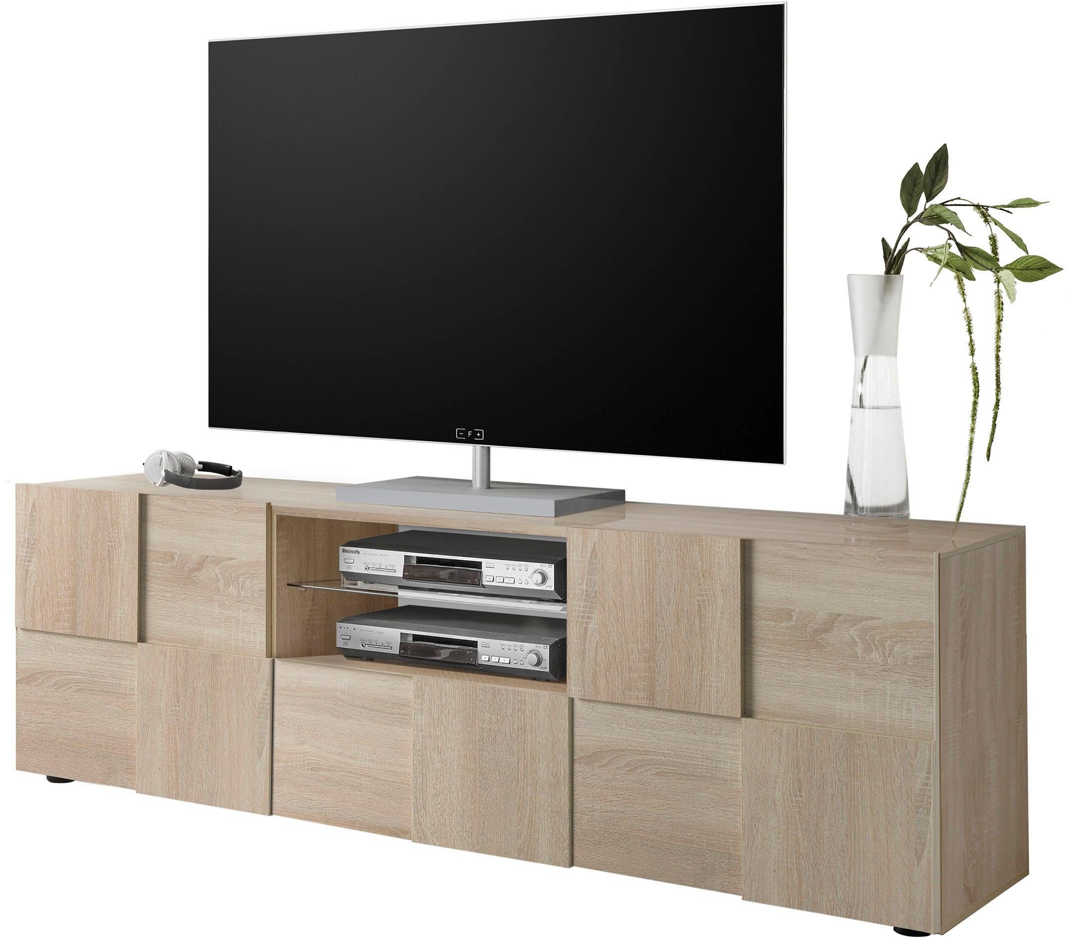 INOSIGN Tv-meubel Dama Breedte 181 cm, TV-meubel 2 deuren, 1 lade, TV-kast Front in 3D-uiterlijk, veel opbergruimte, verschillende kleuren