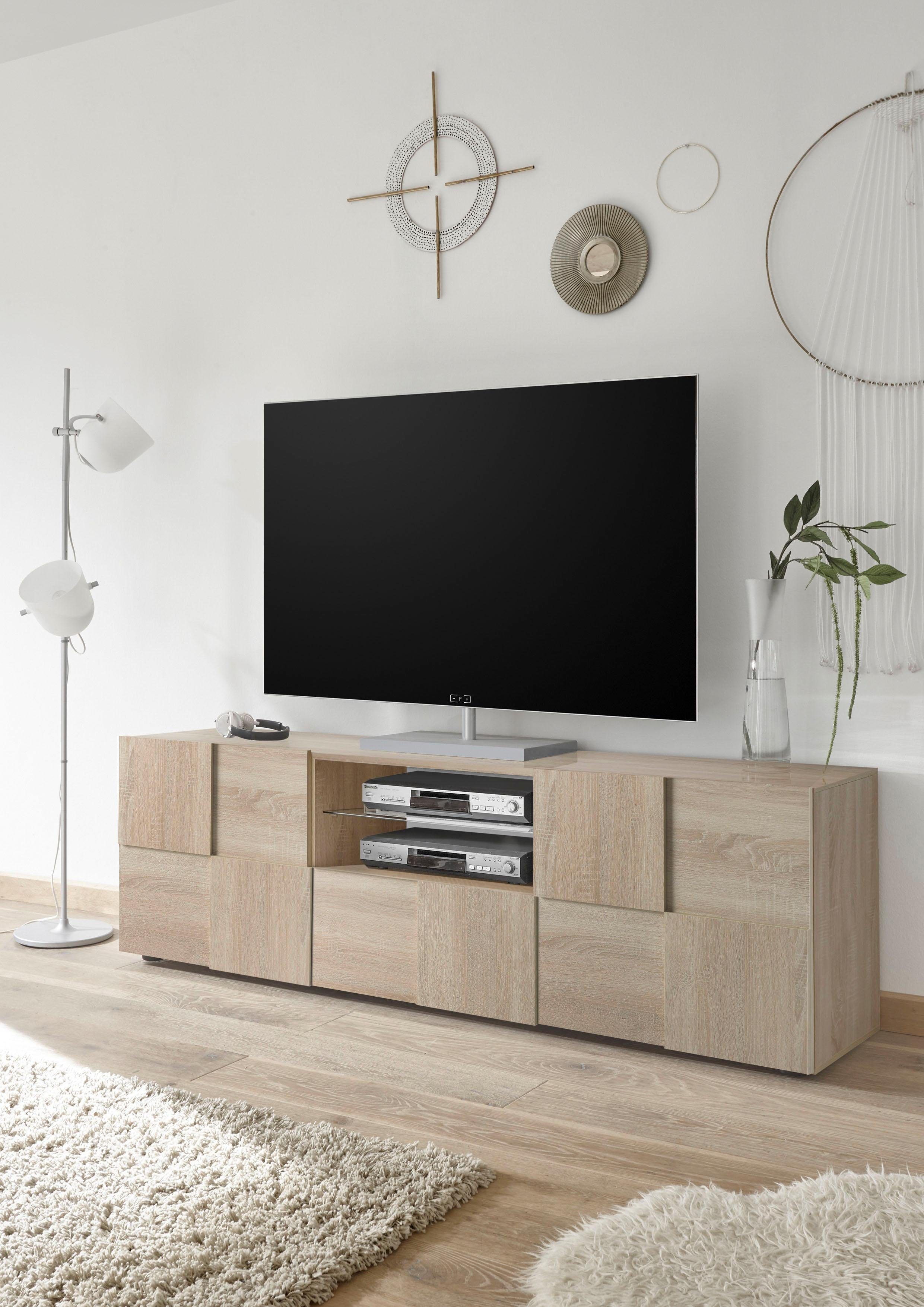 INOSIGN Tv-meubel Dama Breedte 181 cm, TV-meubel 2 deuren, 1 lade, TV-kast Front in 3D-uiterlijk, veel opbergruimte, verschillende kleuren lowboards