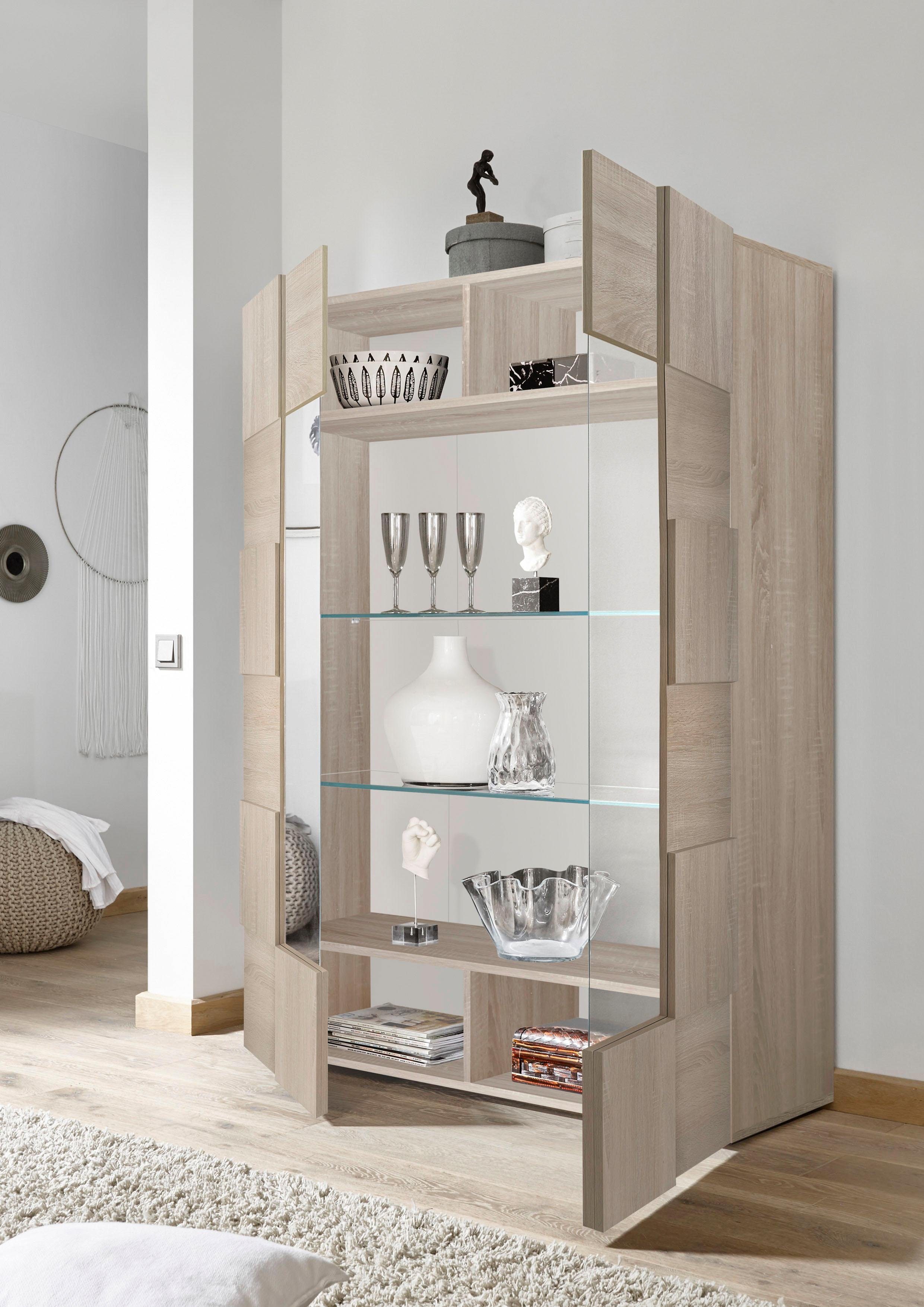 INOSIGN Vitrinekast Dama Hoogte 166 cm, Breedte 121 cm, Opberg vitrinekast met 2 deuren Staande vitrine - front in 3D-uiterlijk, veel opbergruimte, verschillende kleuren