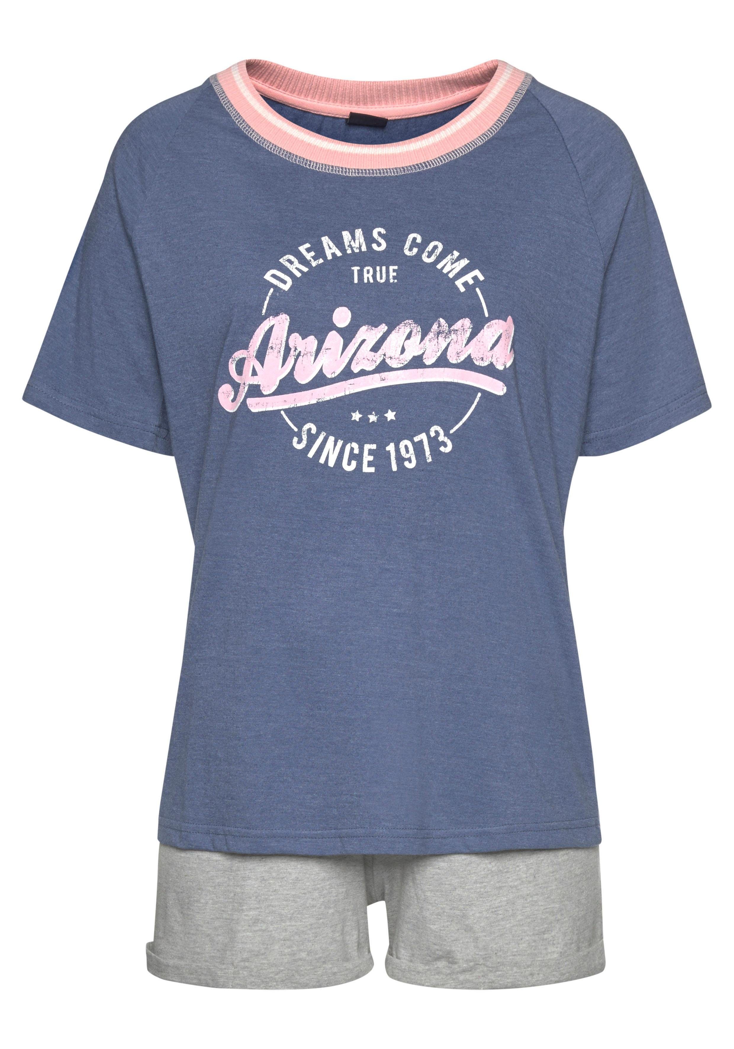 Arizona Shortama in college-look met folieprint (2-delig, 1 stuk)