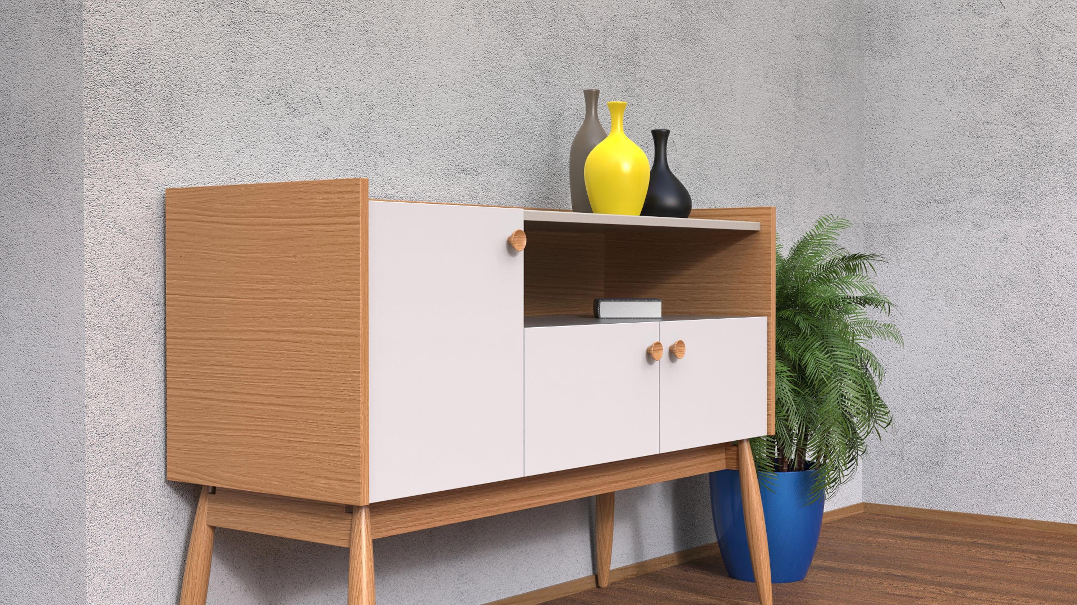 Woodman Dressoir FRANCIS Commode in trendy Scandinavische look, breedte 115 cm dressoirs maat 115x42x81 cm wit